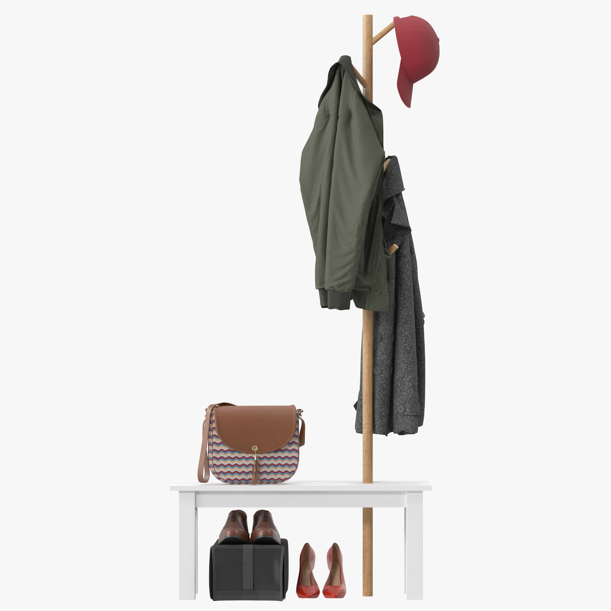 HOMCOM Bamboo Coat Rack 3D model | CGTrader