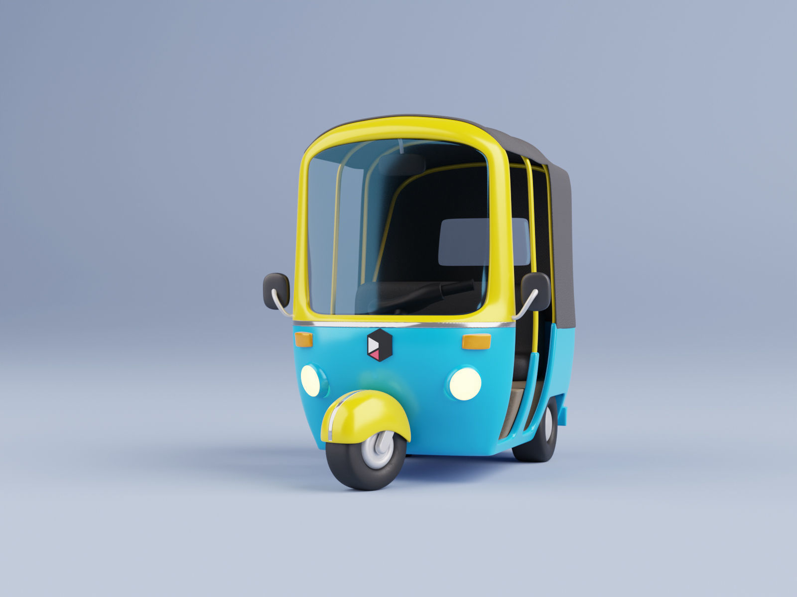 Stylized Cartoon Rickshaw TukTuk -Fully rigged 3D model rigged | CGTrader