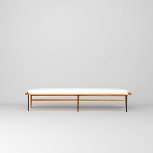 Kinney Teak Wood Outdoor Dining Bench with Cushion 3D model CGTrader