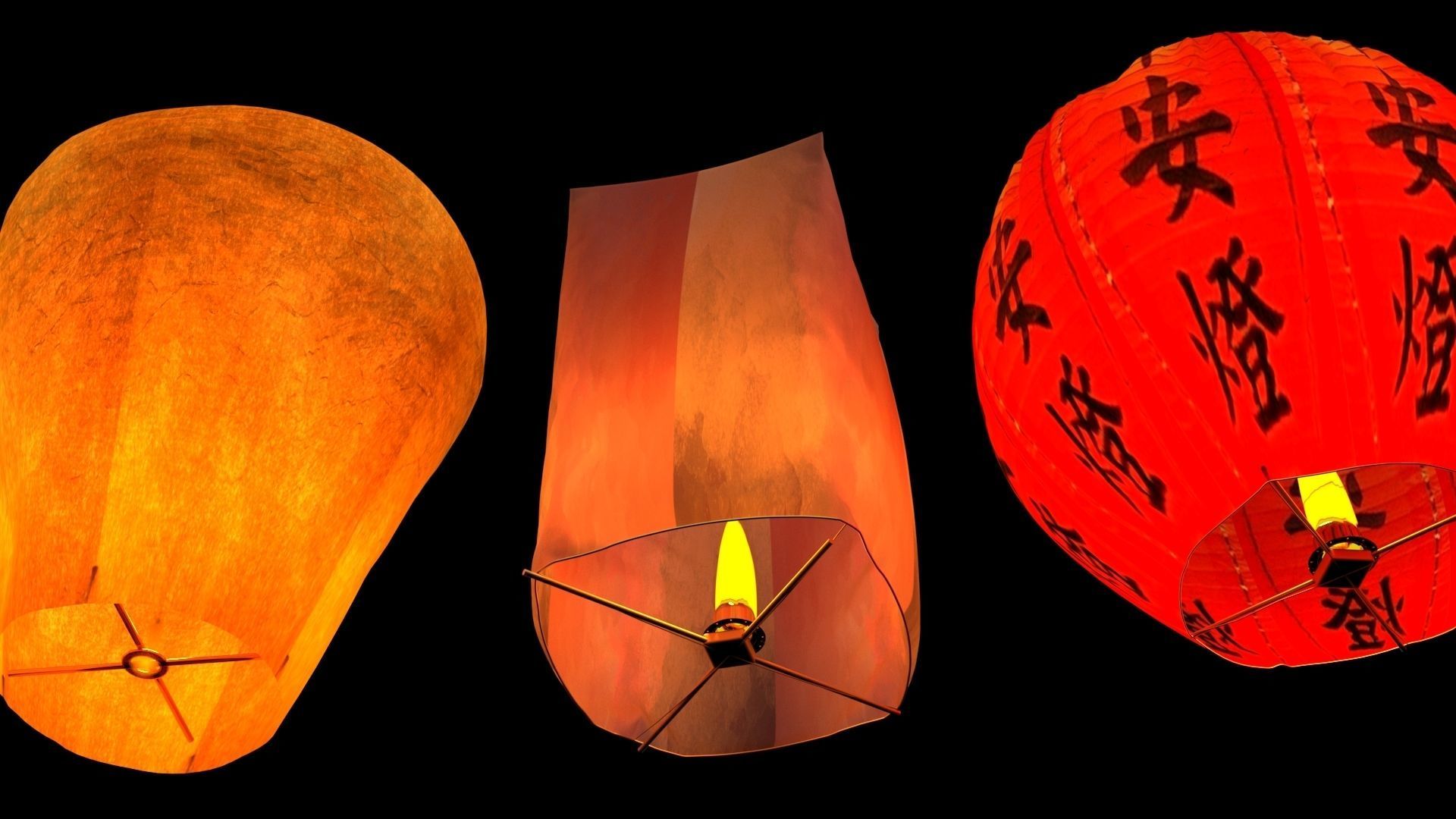 Chinese sky lantern 3D model CGTrader