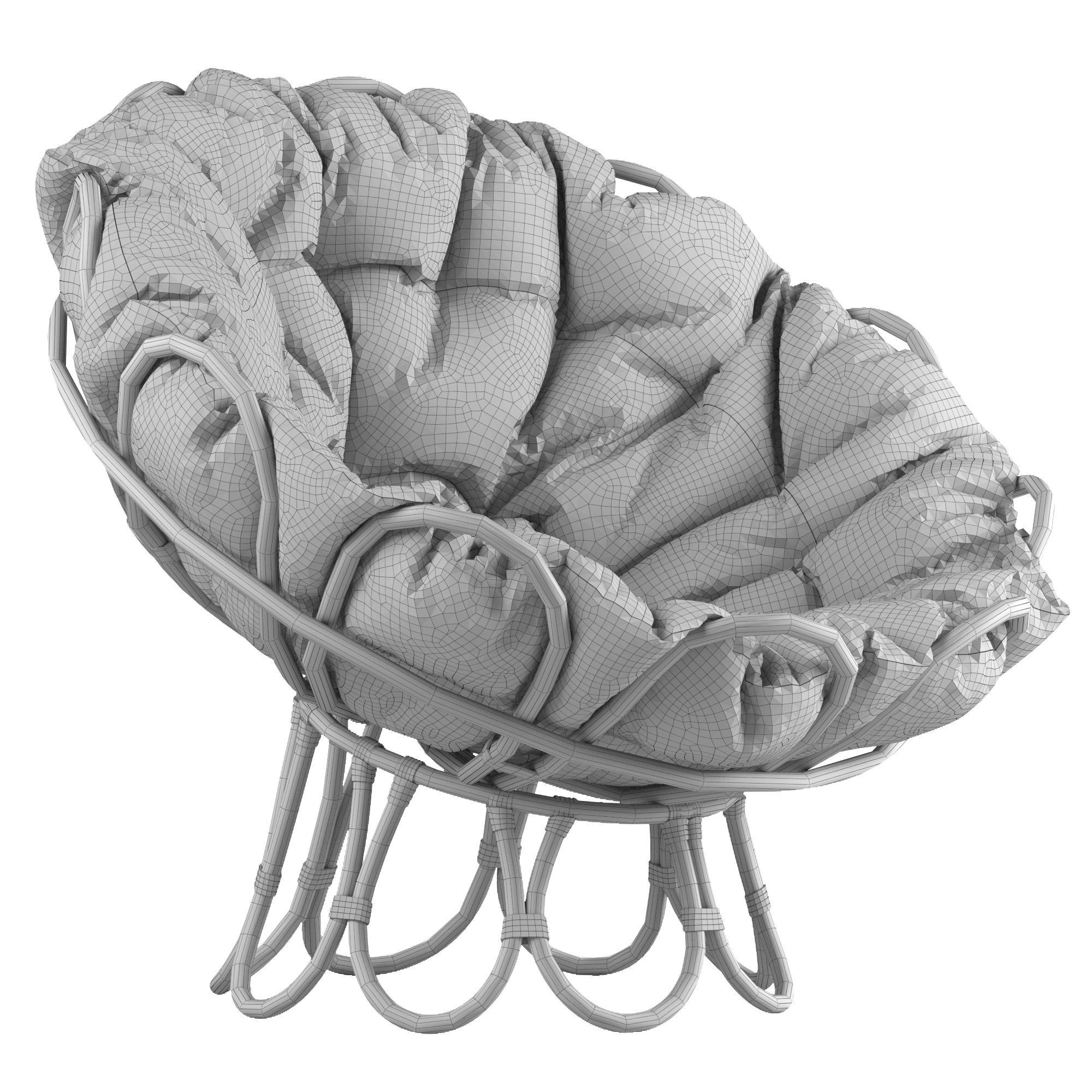 Flora Rattan Papasan Chair 3D model CGTrader