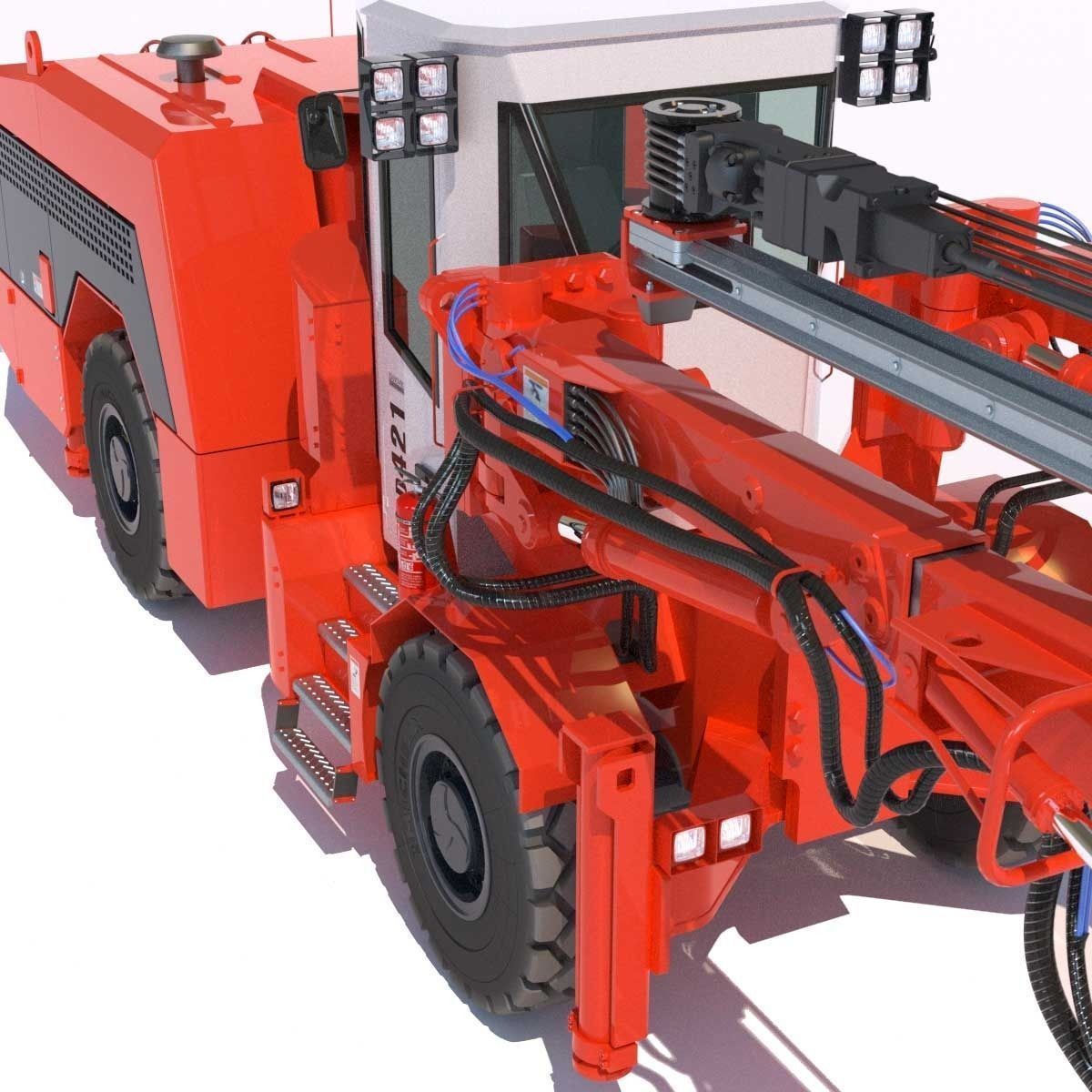 Sandvik DD421 Mining Jumbo 3D Model MAX OBJ 3DS FBX LWO LW LWS HRC XSI