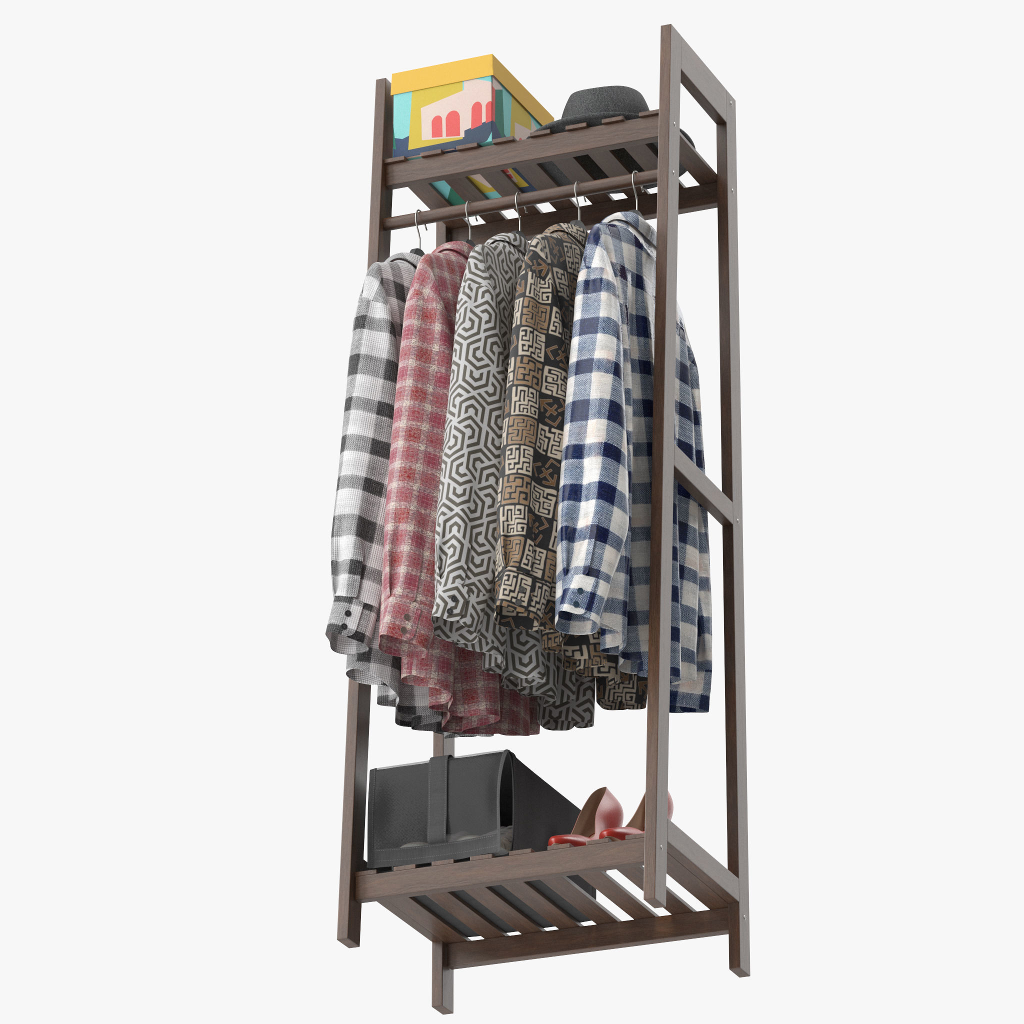 Wooden Coat Rack 3D model | CGTrader