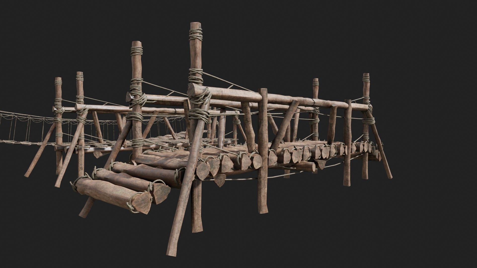 3D model medieval wooden bridges with 8k pbr textures VR / AR / low ...