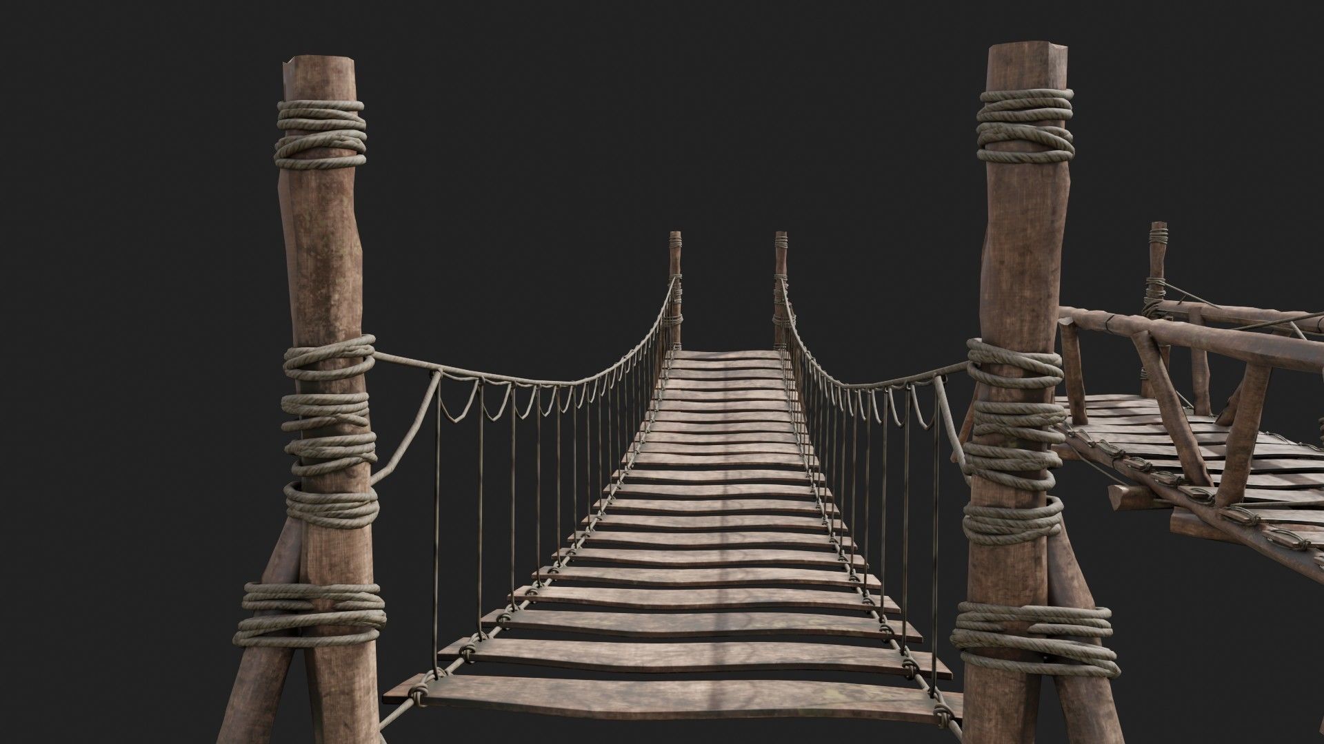 3D model medieval wooden bridges with 8k pbr textures VR / AR / low ...