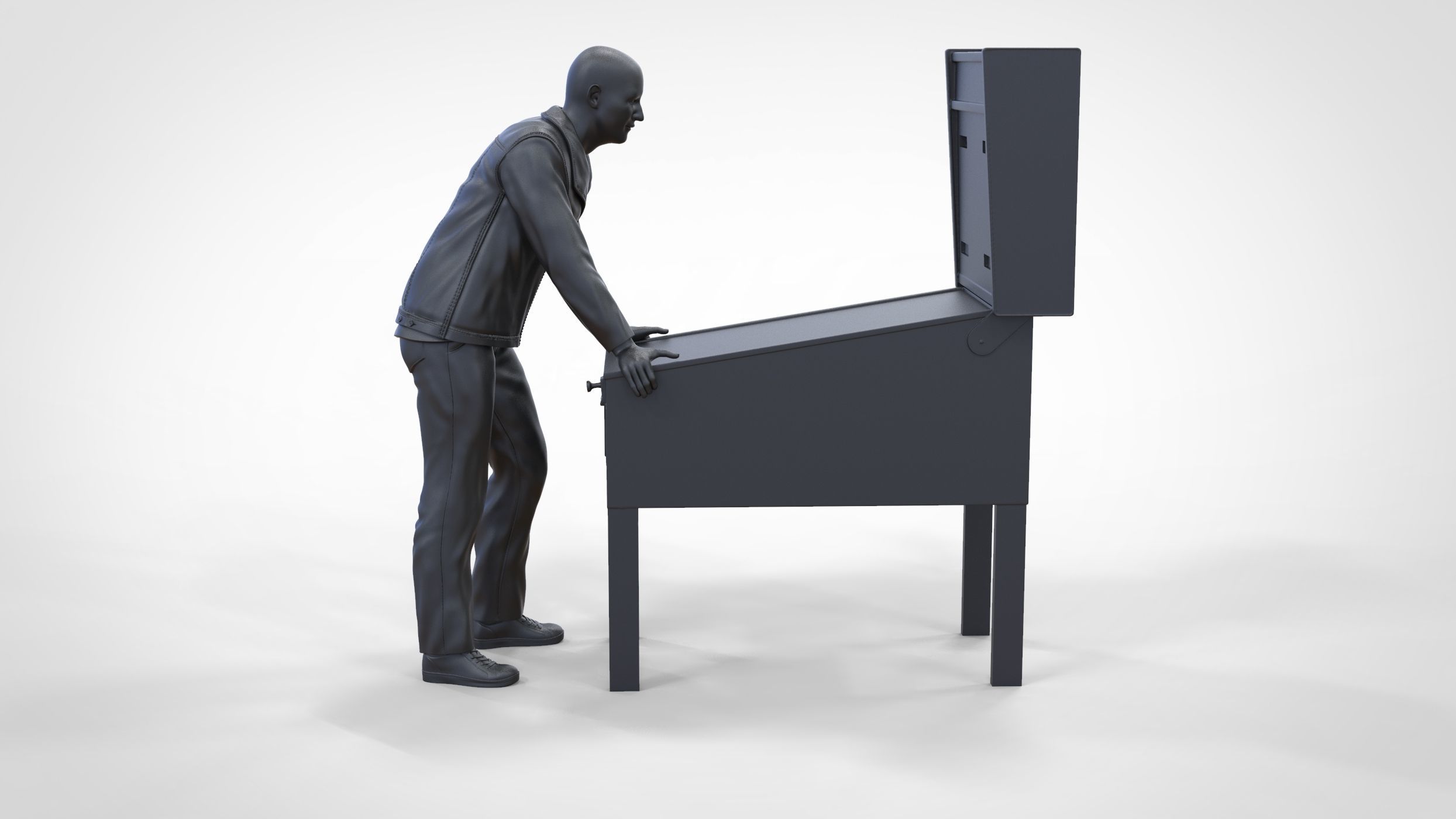 N3 Arcade Game man playing with Pinball Machine 3D model 3D printable ...