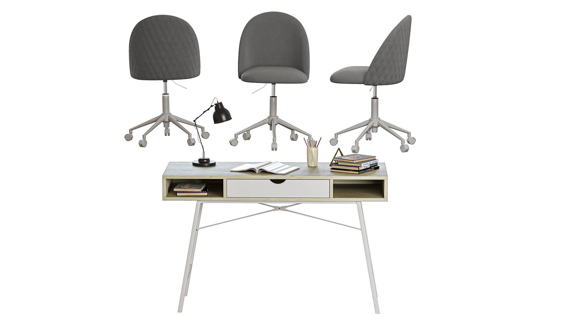 Jysk DESK ABBETVED CHAIR Kokkedal 3D model | CGTrader