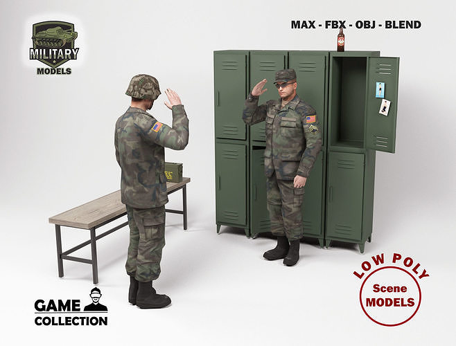 3D model Military Barracks Scene 2 VR / AR / lowpoly CGTrader