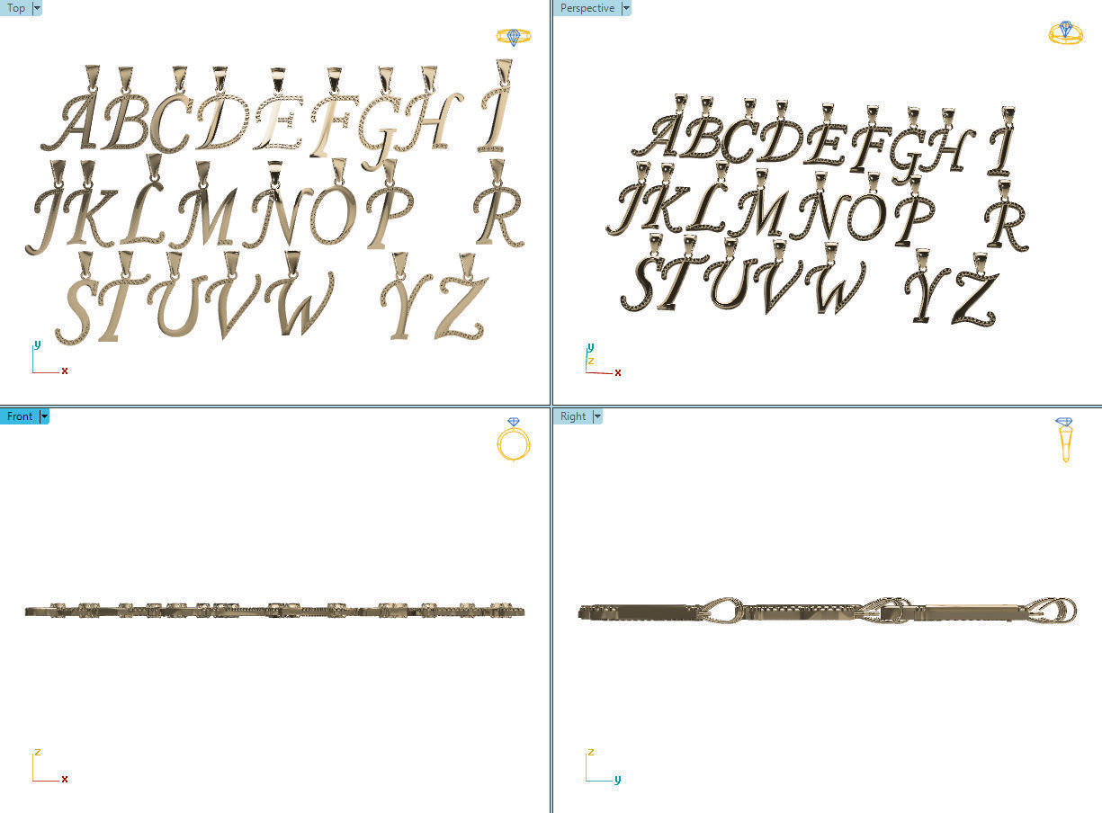 liontin huruf klasik 3D model 3D printable | CGTrader