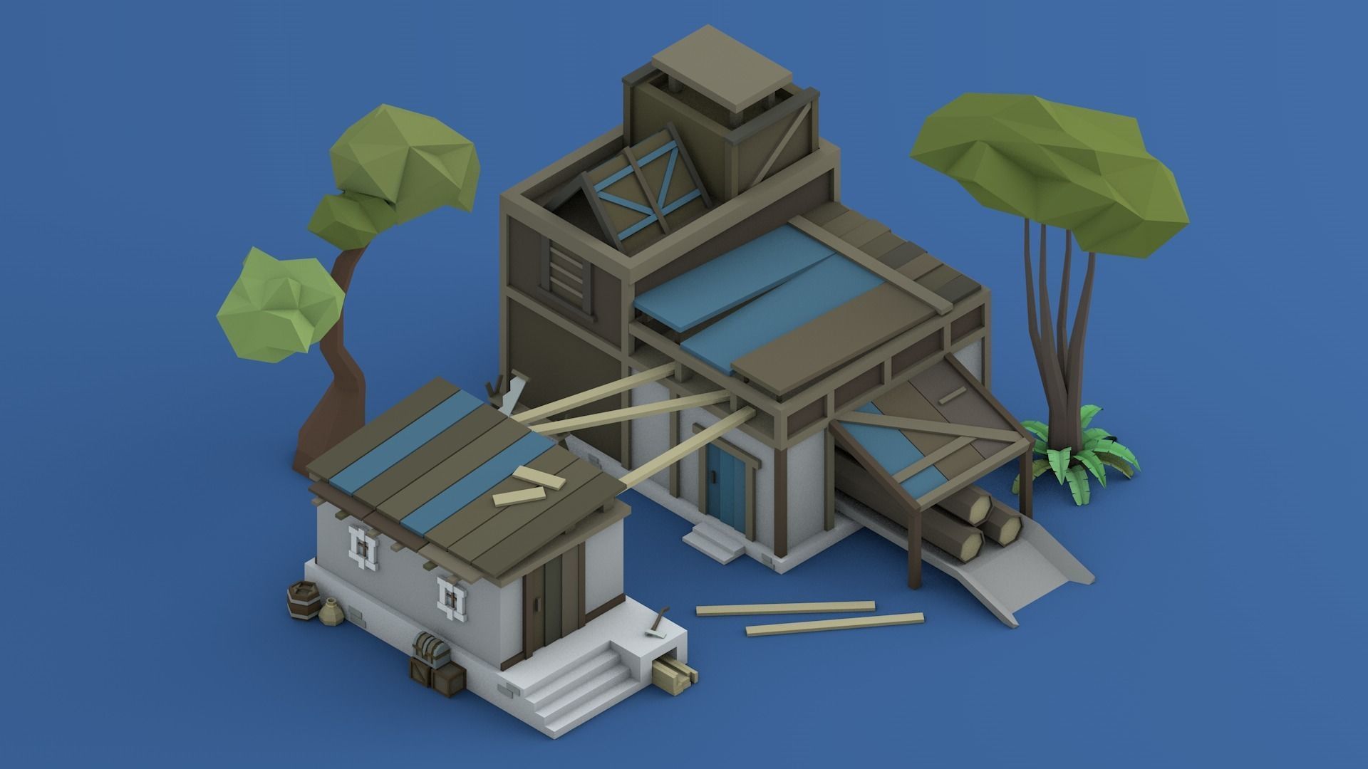 3D model Low Poly Pirate Buildings Asset Pack VR / AR / low-poly | CGTrader