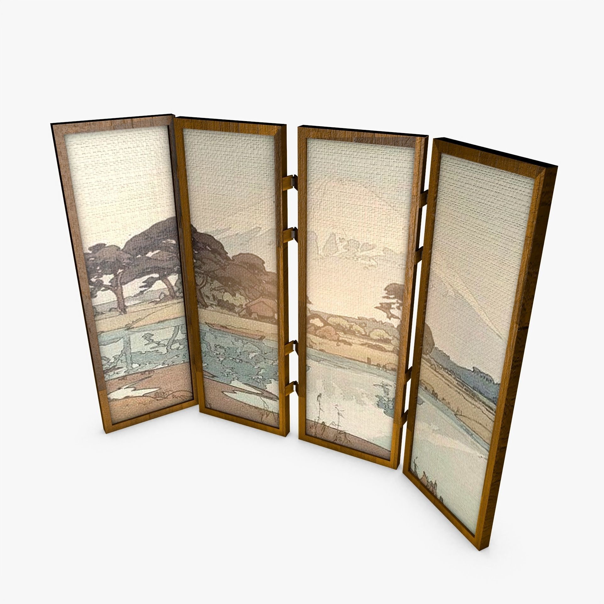 3D model Japanese Shoji Screen Panel Room Divider Low Poly VR / AR