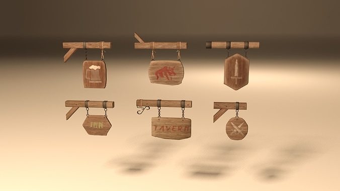 3D model Tavern inn signs pack VR / AR / low-poly | CGTrader