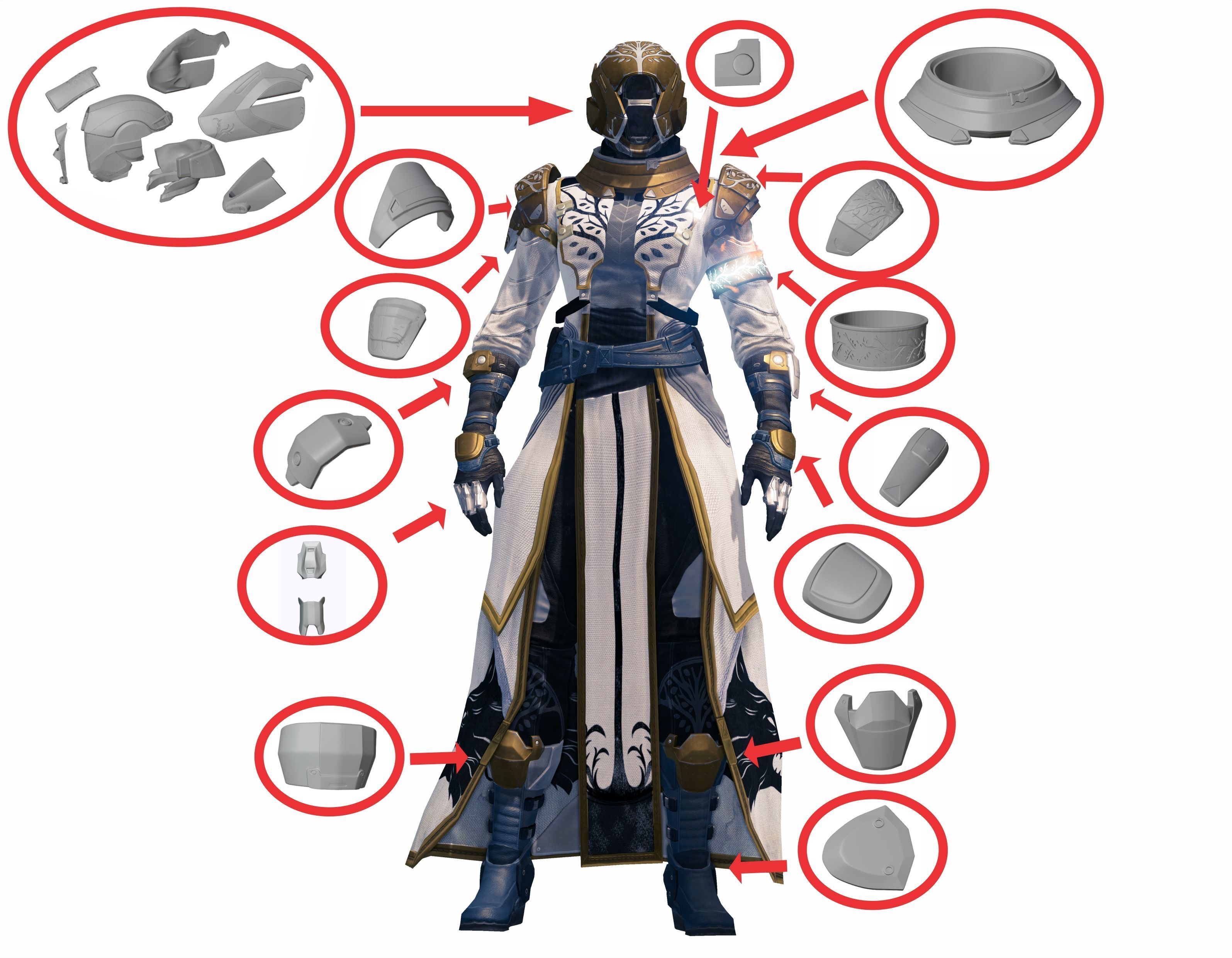 Complete ARMOR WARLOCK Cosplay Helmet IRON BANNER DESTINY 3D model 3D