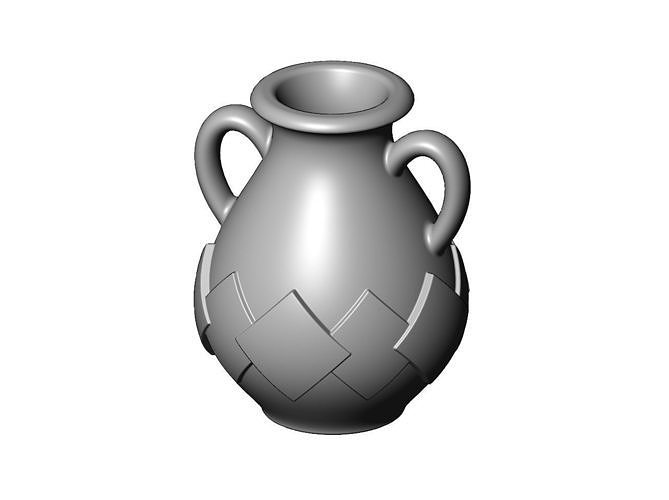 Squares pattern greek vintage urn and vase 3D model 3D printable CGTrader