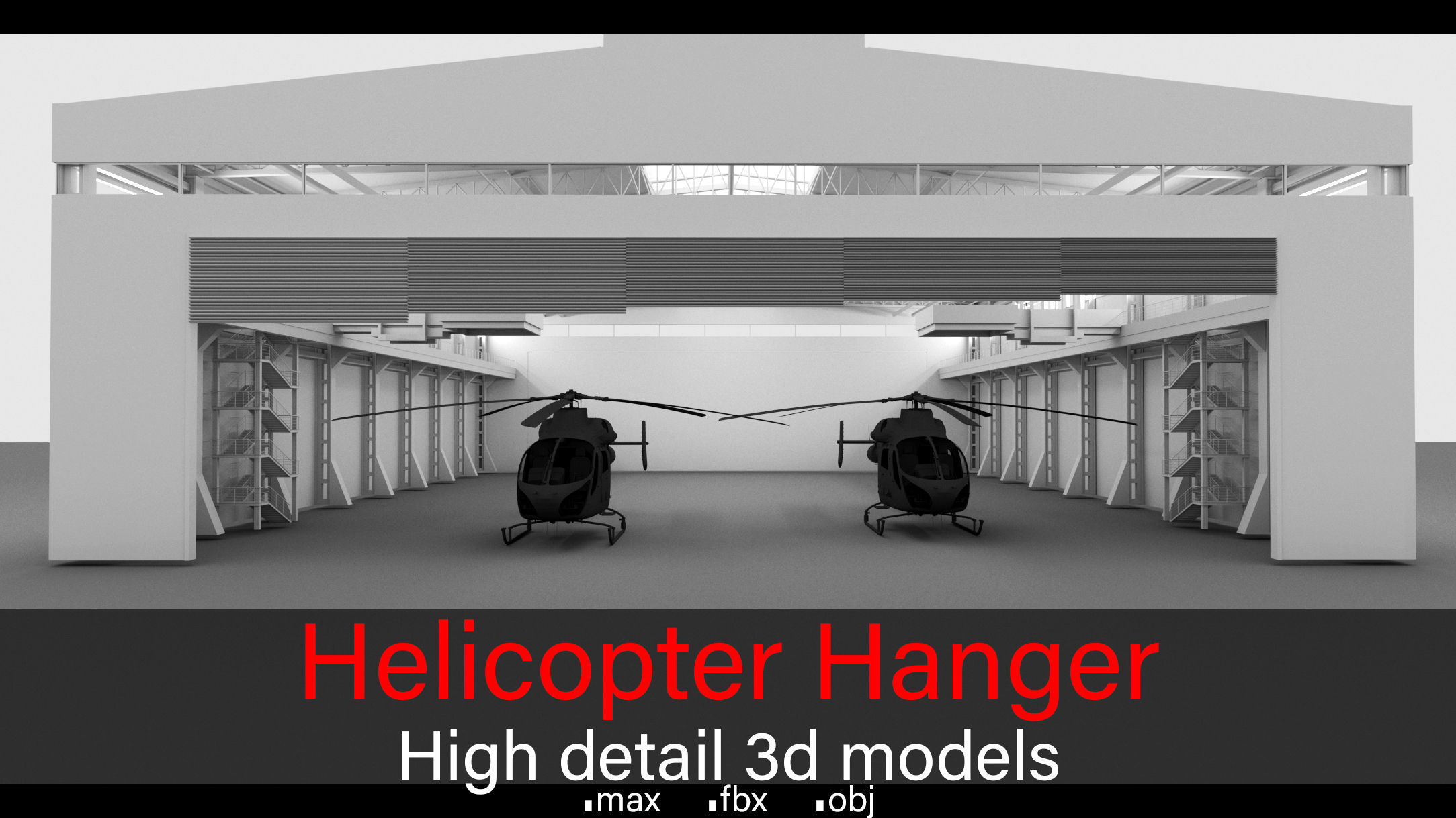 3D model Helicopter Hanger Helicopters High detail 3d models VR / AR