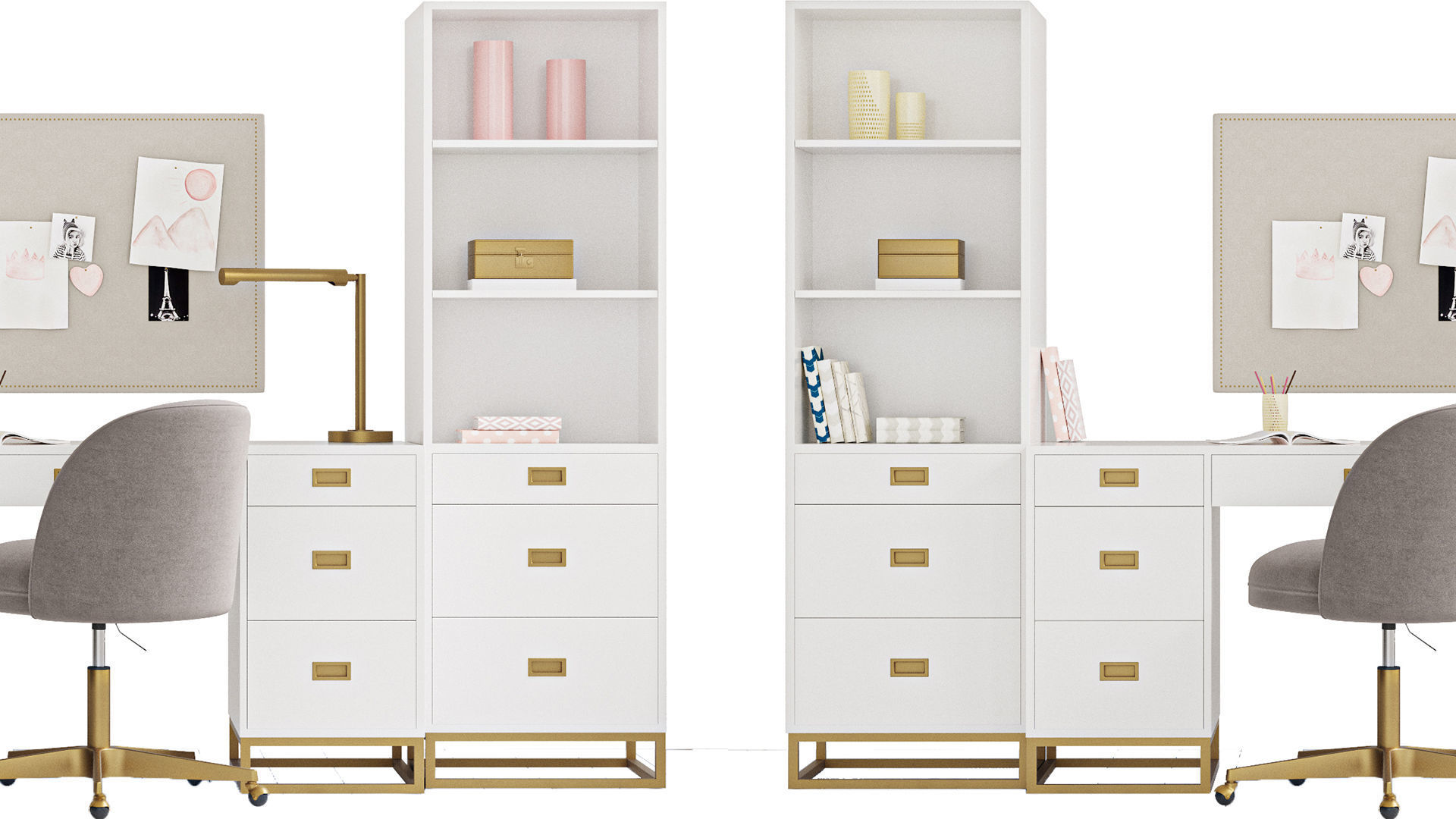 Restoration Hardware Avalon Storage Desk Study Wall Set 3D model CGTrader