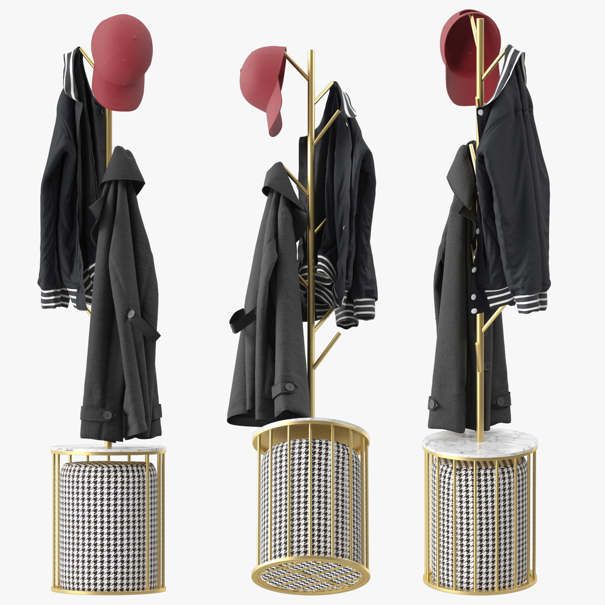 Gold Modern Metal Coat Rack 3D model CGTrader