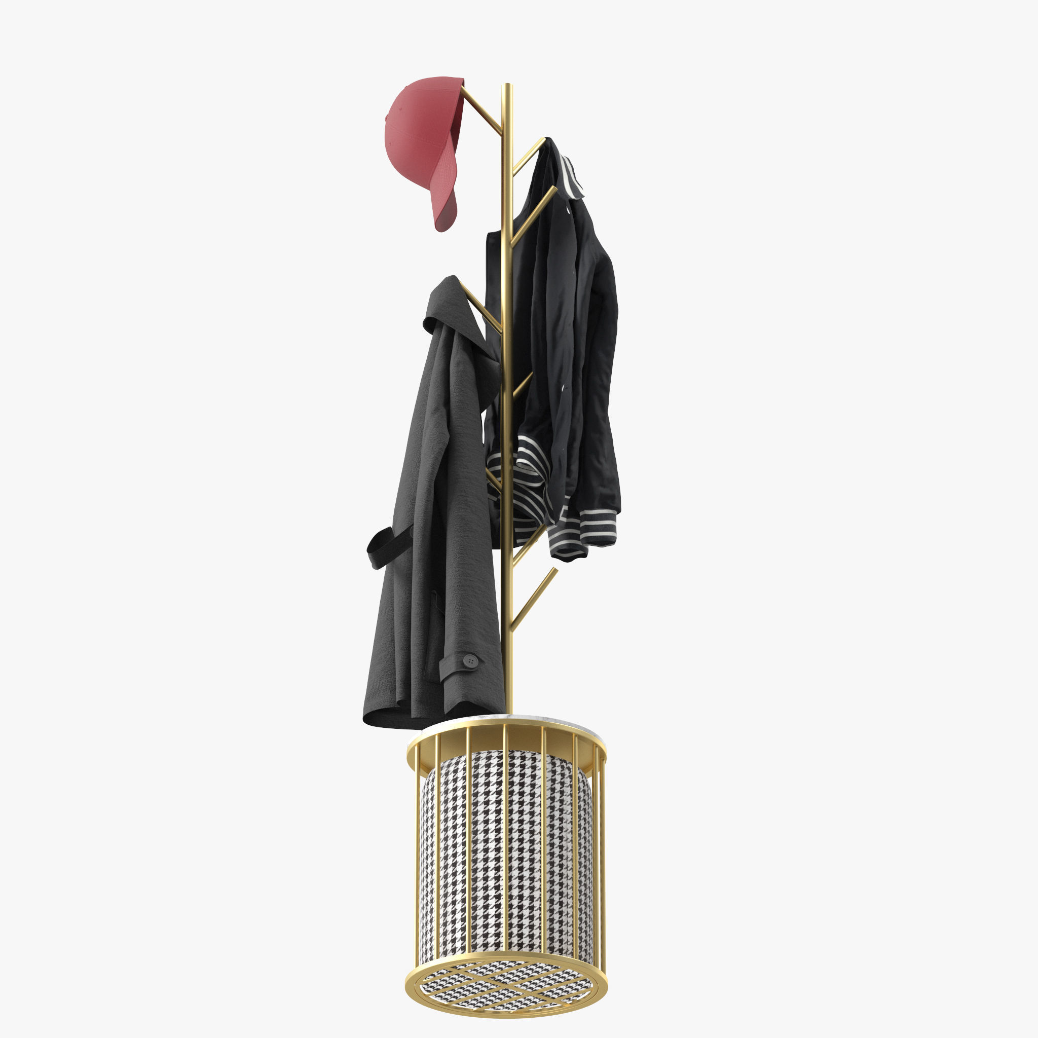 Gold Modern Metal Coat Rack 3D model CGTrader