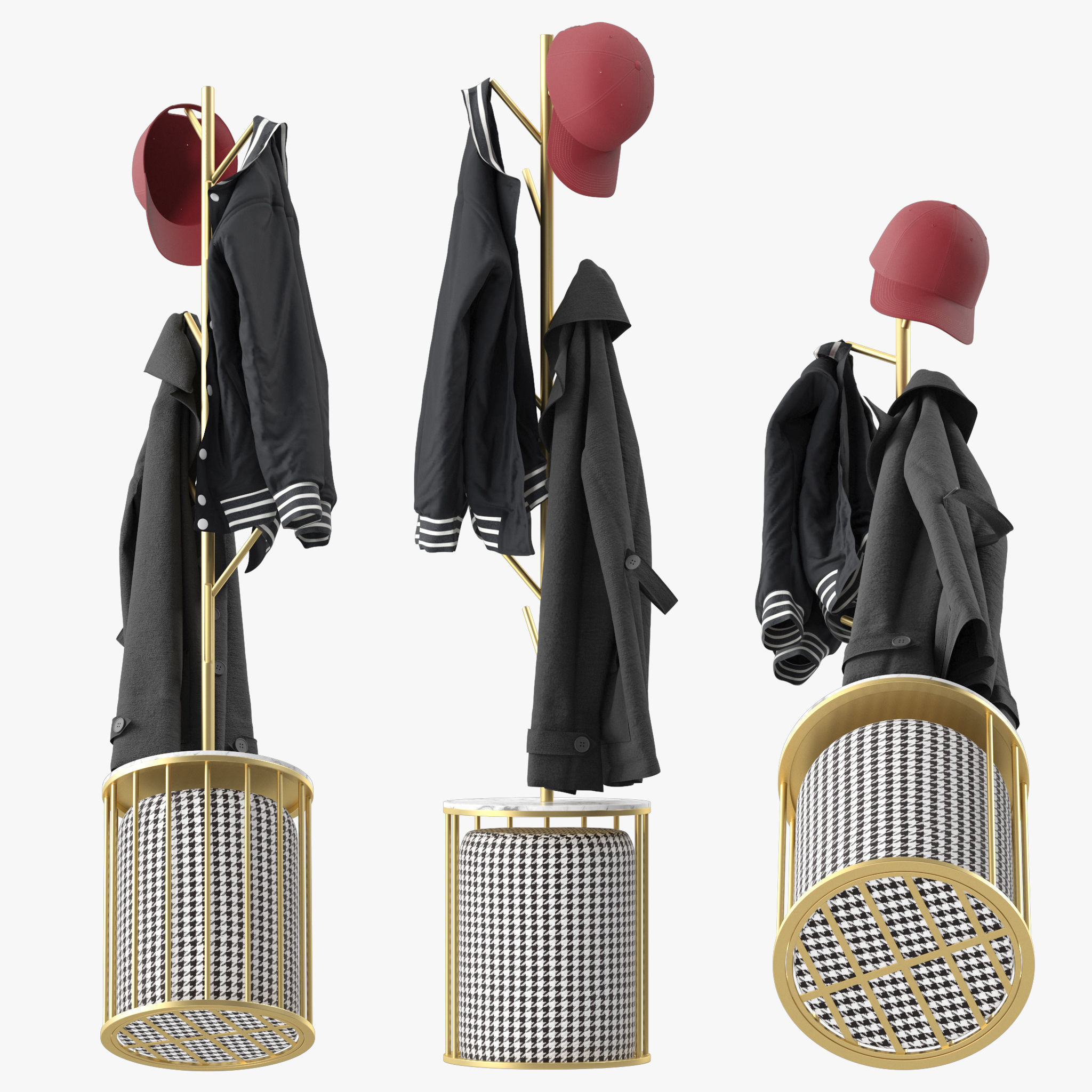Gold Modern Metal Coat Rack 3D model | CGTrader