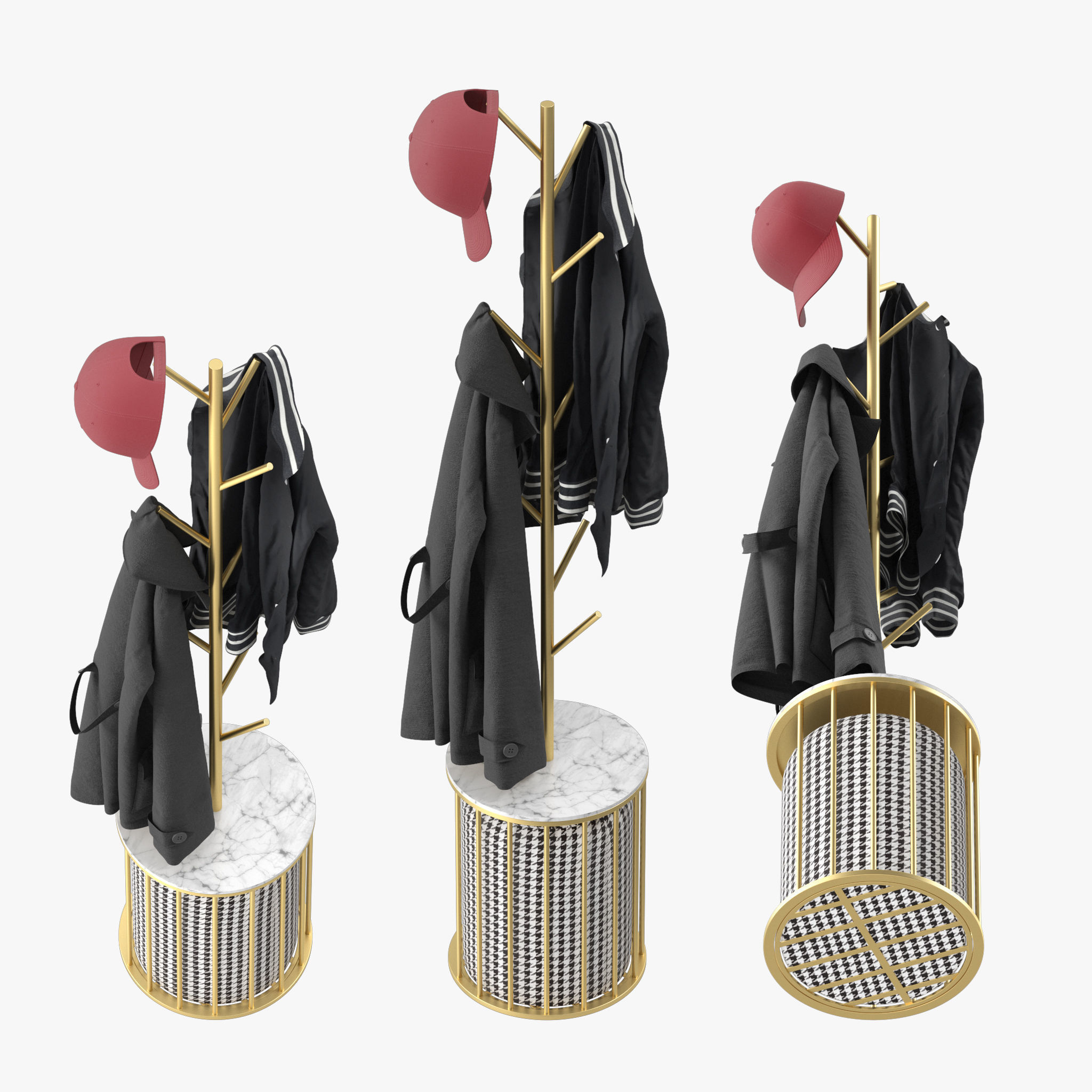 Gold Modern Metal Coat Rack 3D model | CGTrader