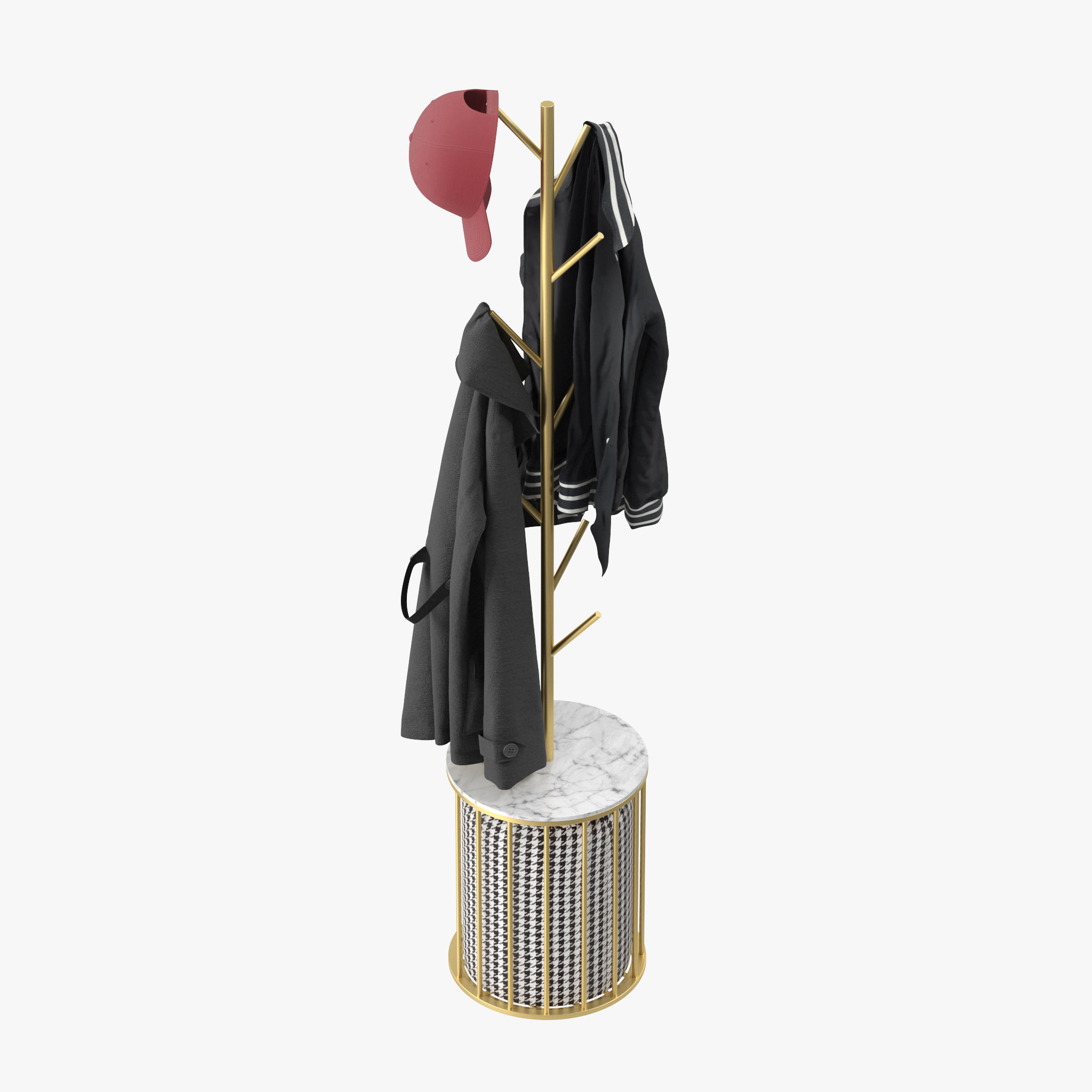 Gold Modern Metal Coat Rack 3D model CGTrader