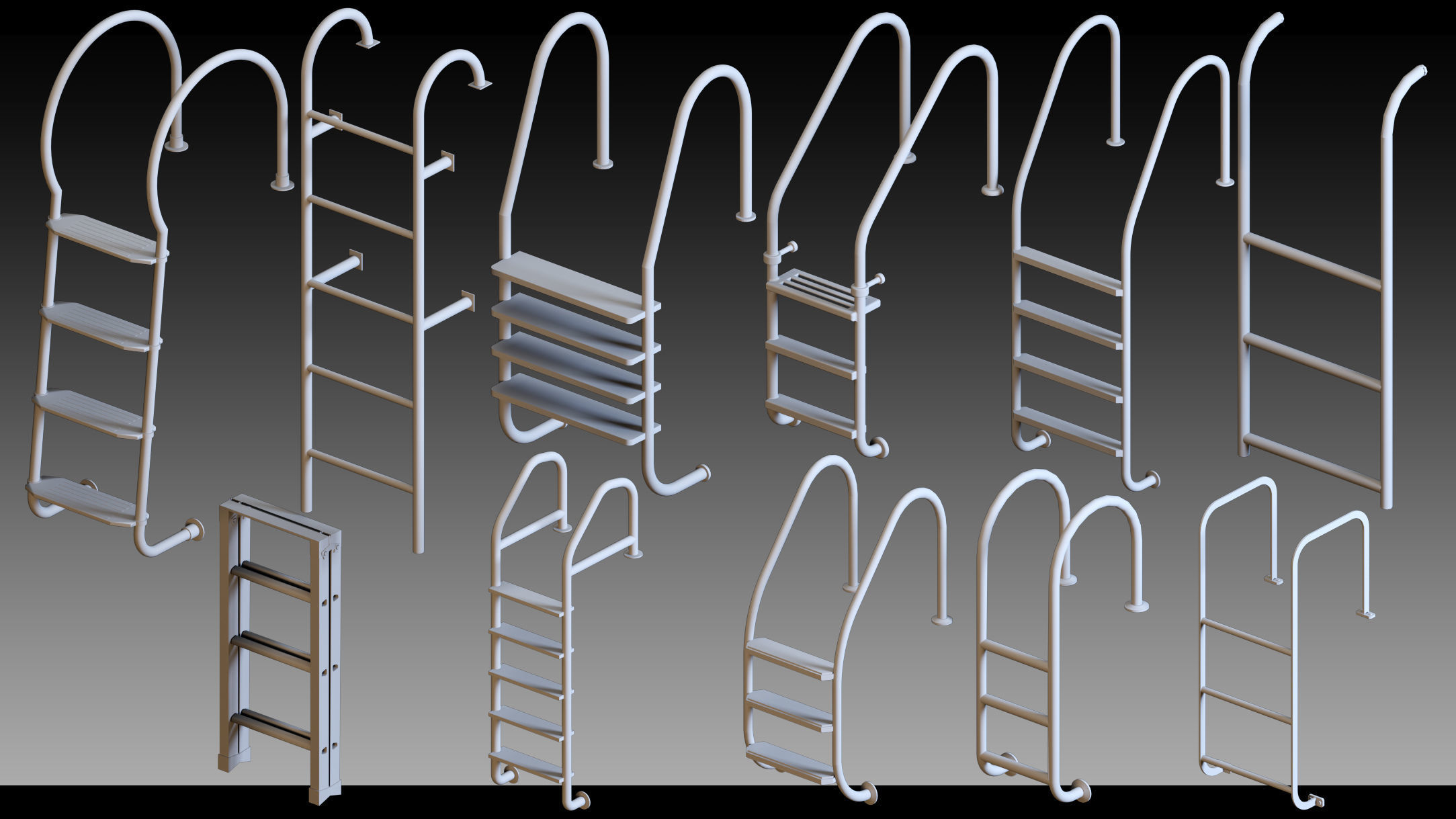 3D model 115 Industrial Ladders- Kitbash- High detail 3d models VR / AR ...