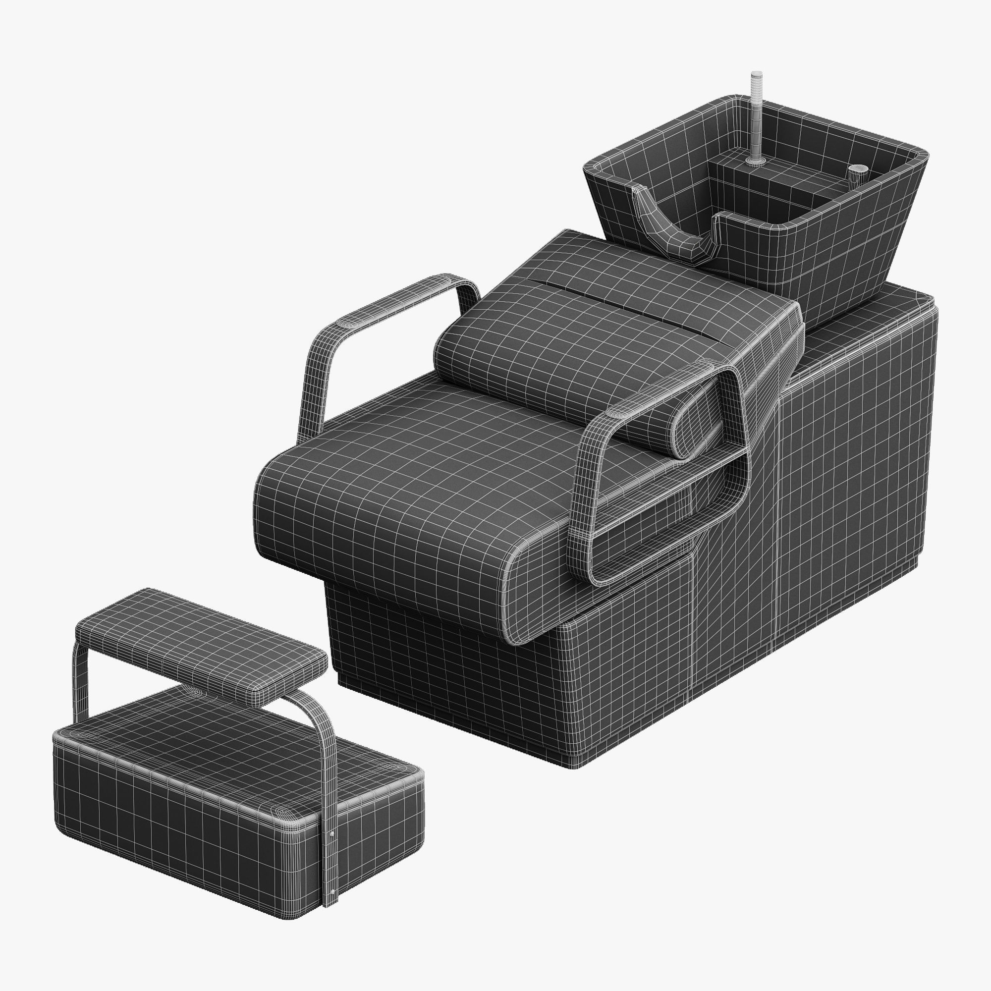 3D model Shampoo Bed Yoocell hairdressing chair for hair washing VR