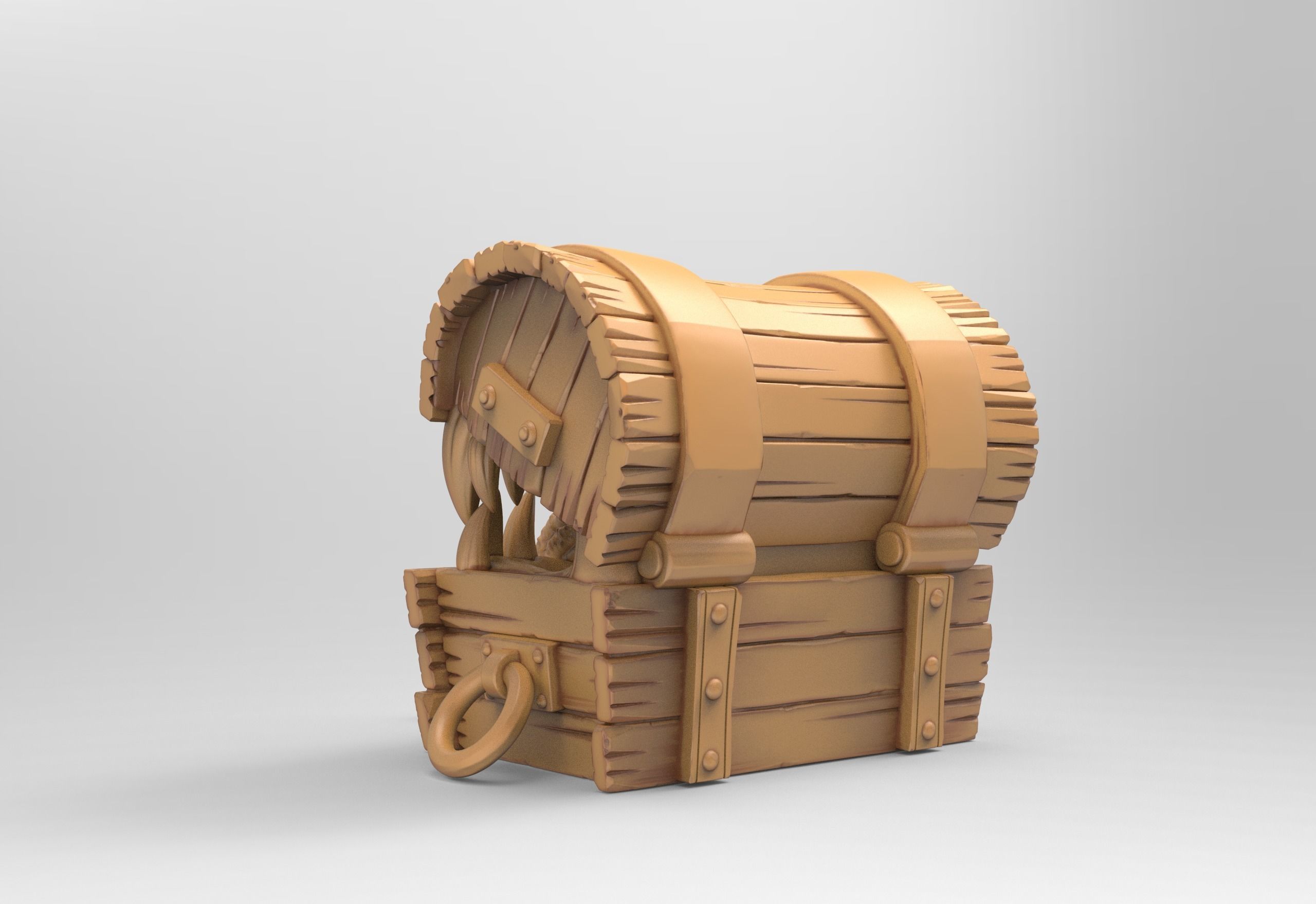 Mimic wooden chest 3D model 3D printable CGTrader