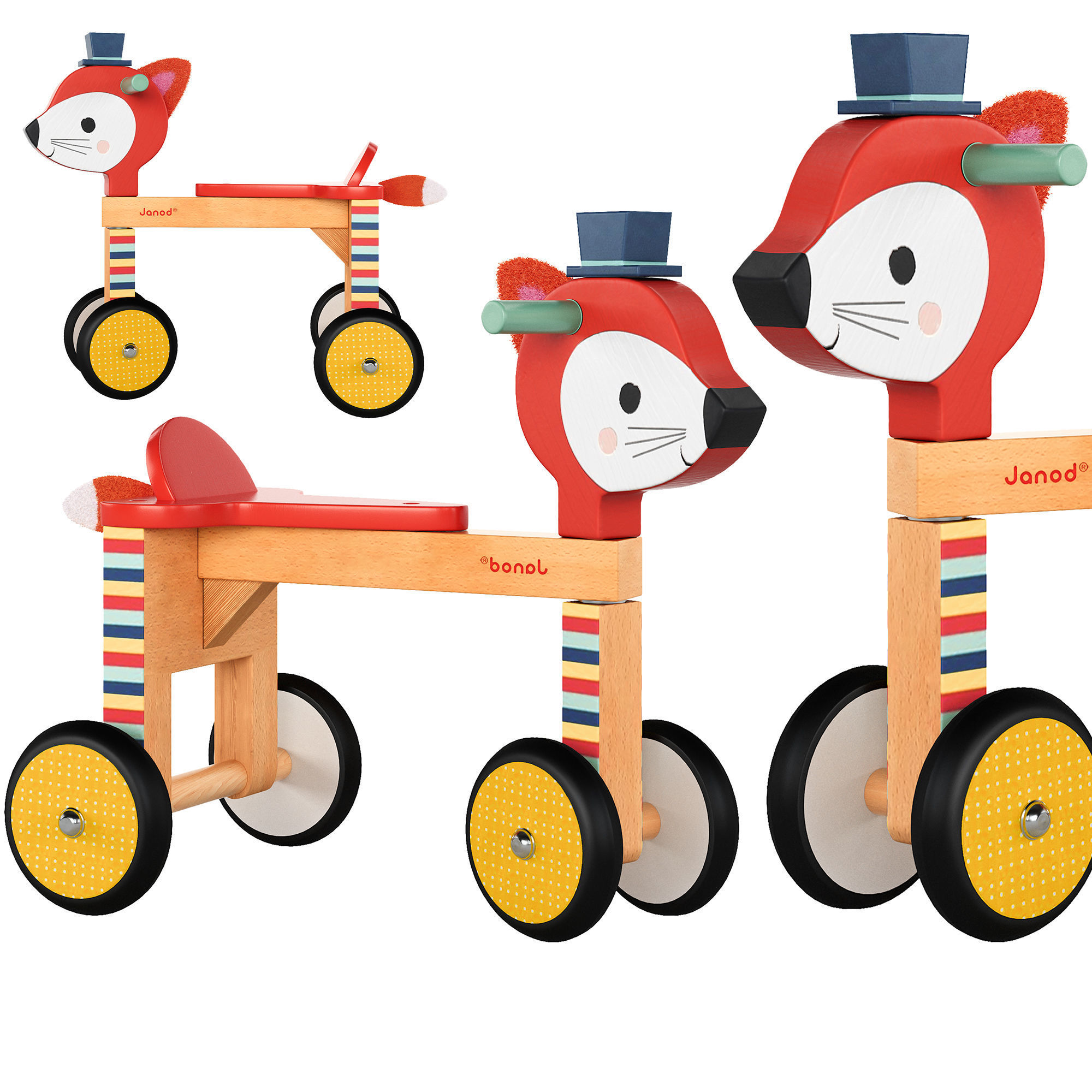 Fox ride on wood Janod 3D model CGTrader