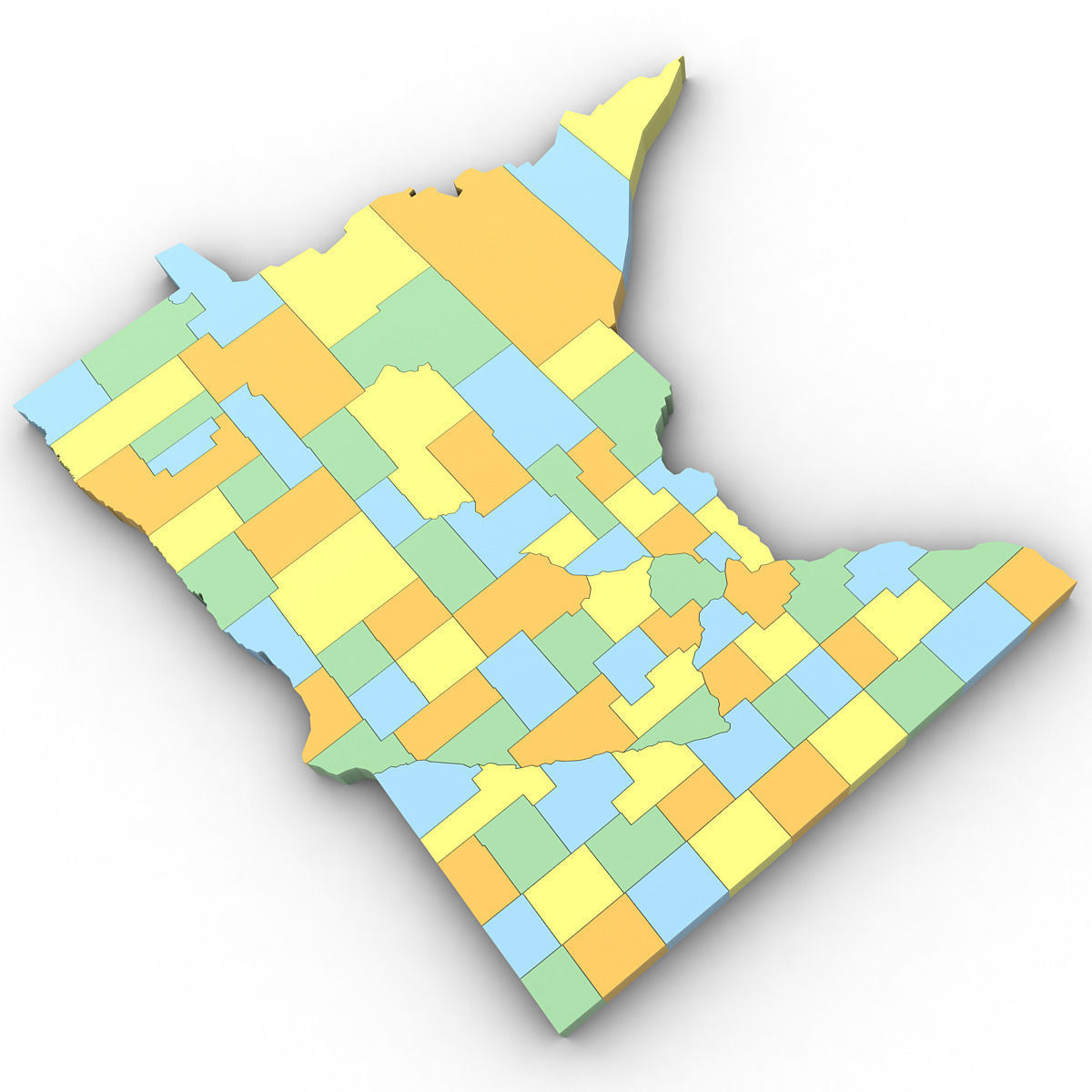Minnesota Political Map 3D Model CGTrader Minnesota Political Map 3d Model Max Obj 3ds Mtl Tga