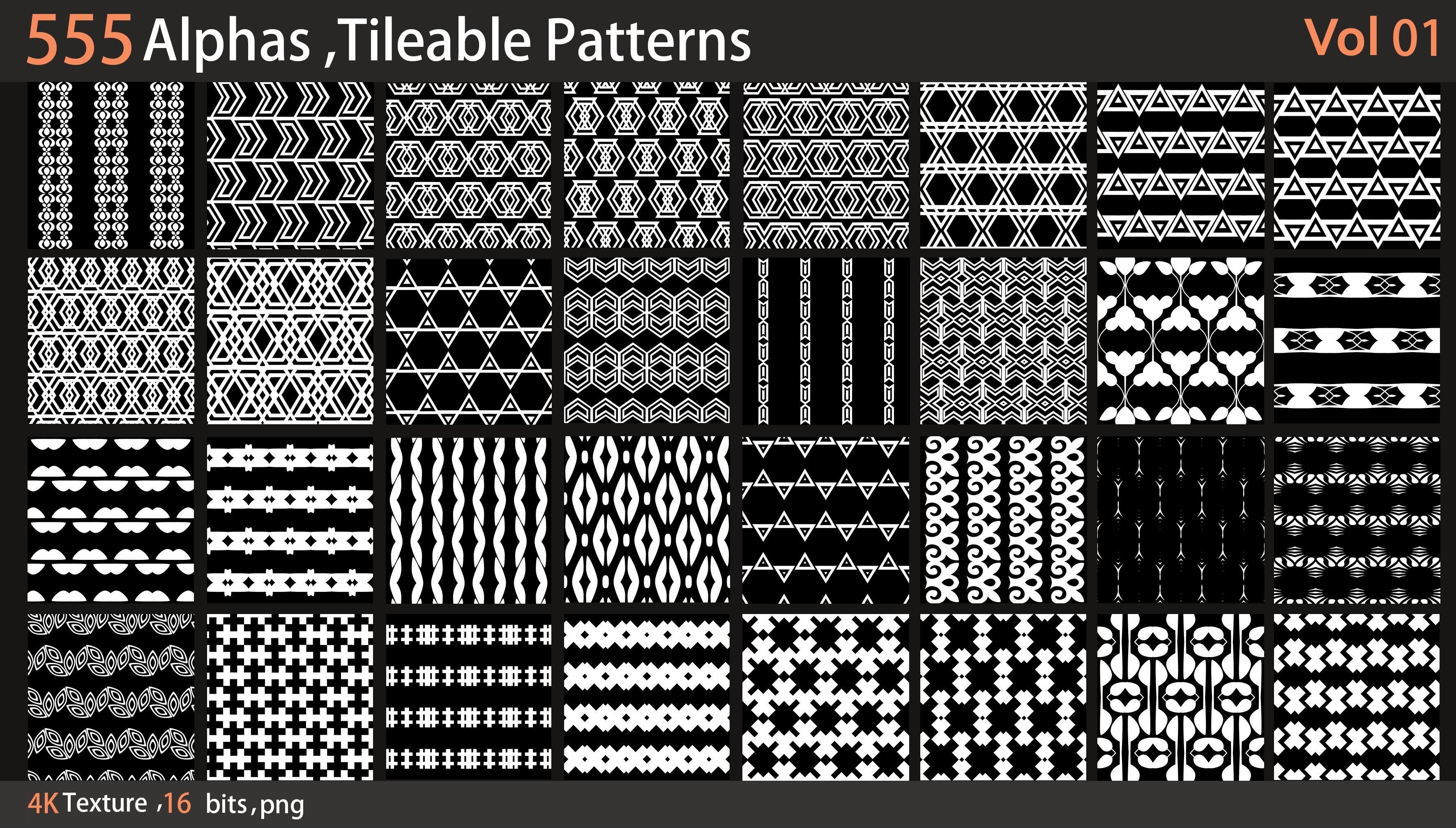 Alphas Substance Patterns 555 Alphas Tileable Patterns Vol1 Texture | CGTrader
