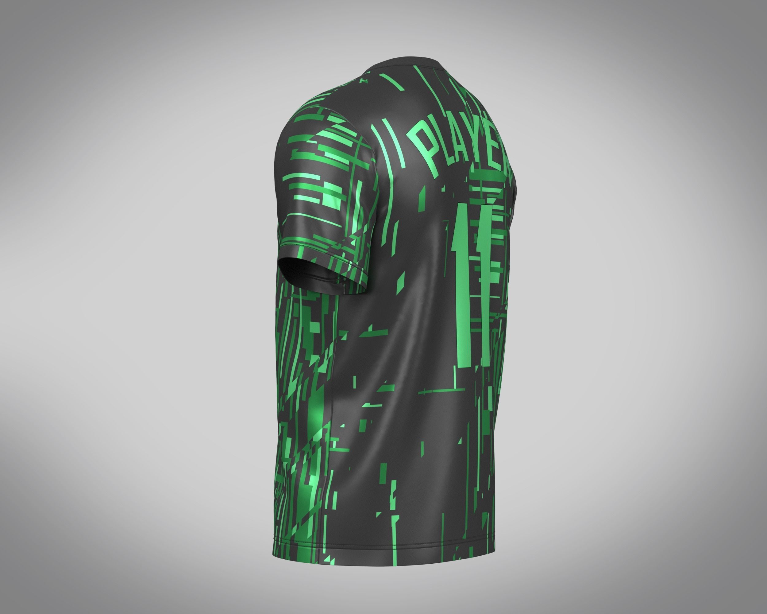 Soccer Black And Green Football Jersey Player11 3D model CGTrader