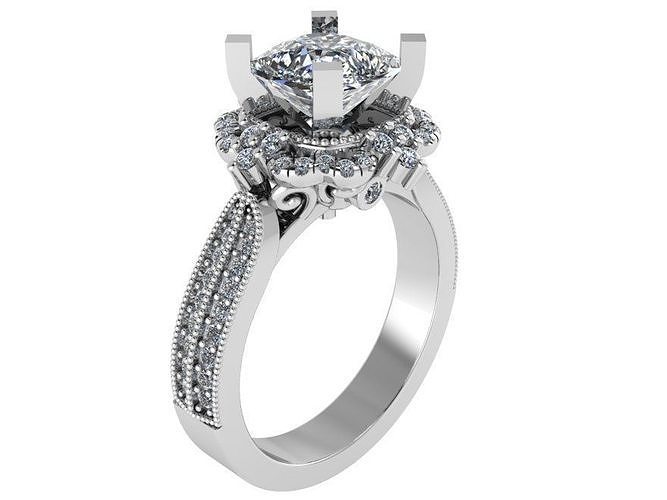 Chain style diamond ring 2453 3D print model 3D model 3D printable ...