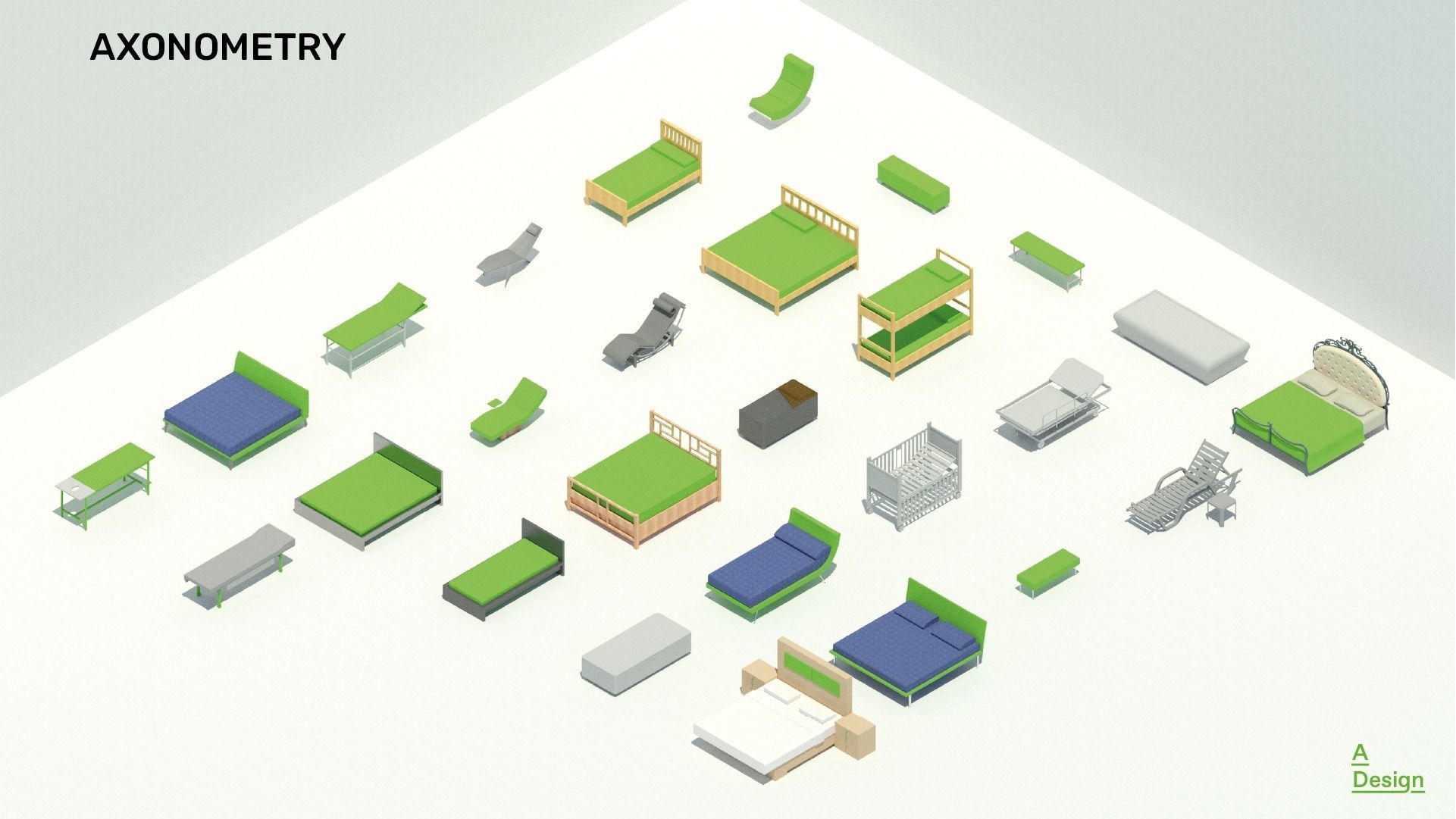 Beds Pack of revit families 3D model CGTrader