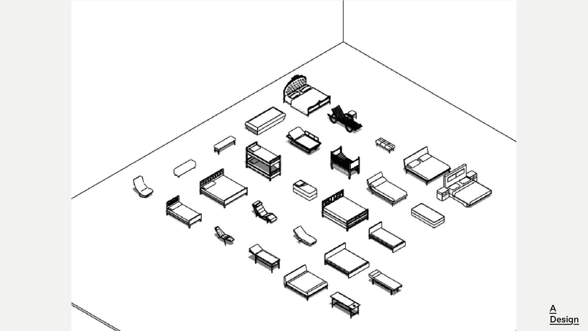 Beds Pack of revit families 3D model CGTrader