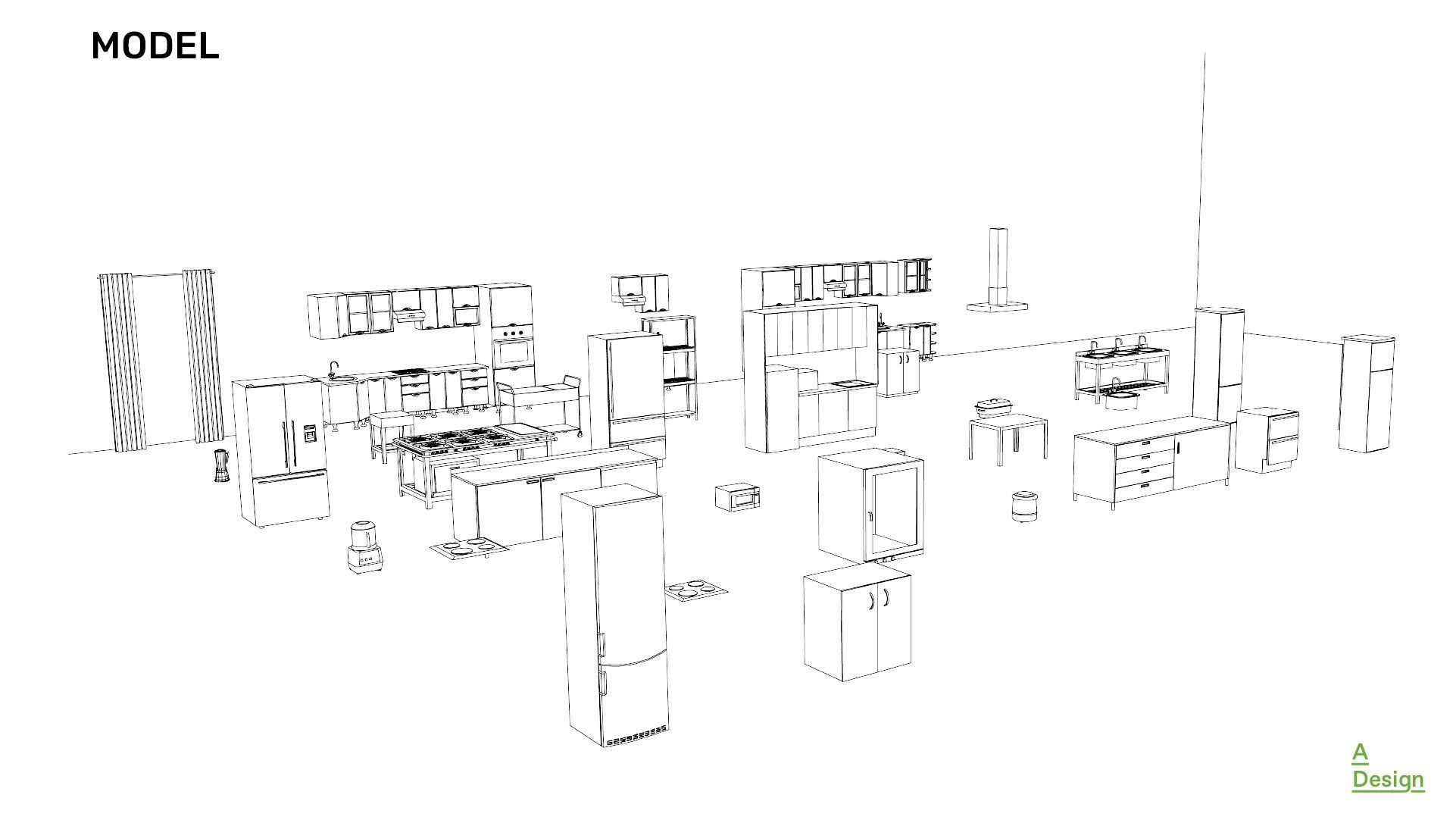 Kitchens Pack of revit families 3D model CGTrader