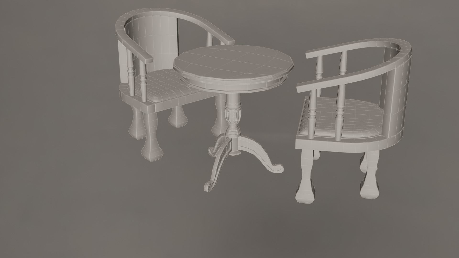 Coffee Table And Chairs Set 3D model CGTrader