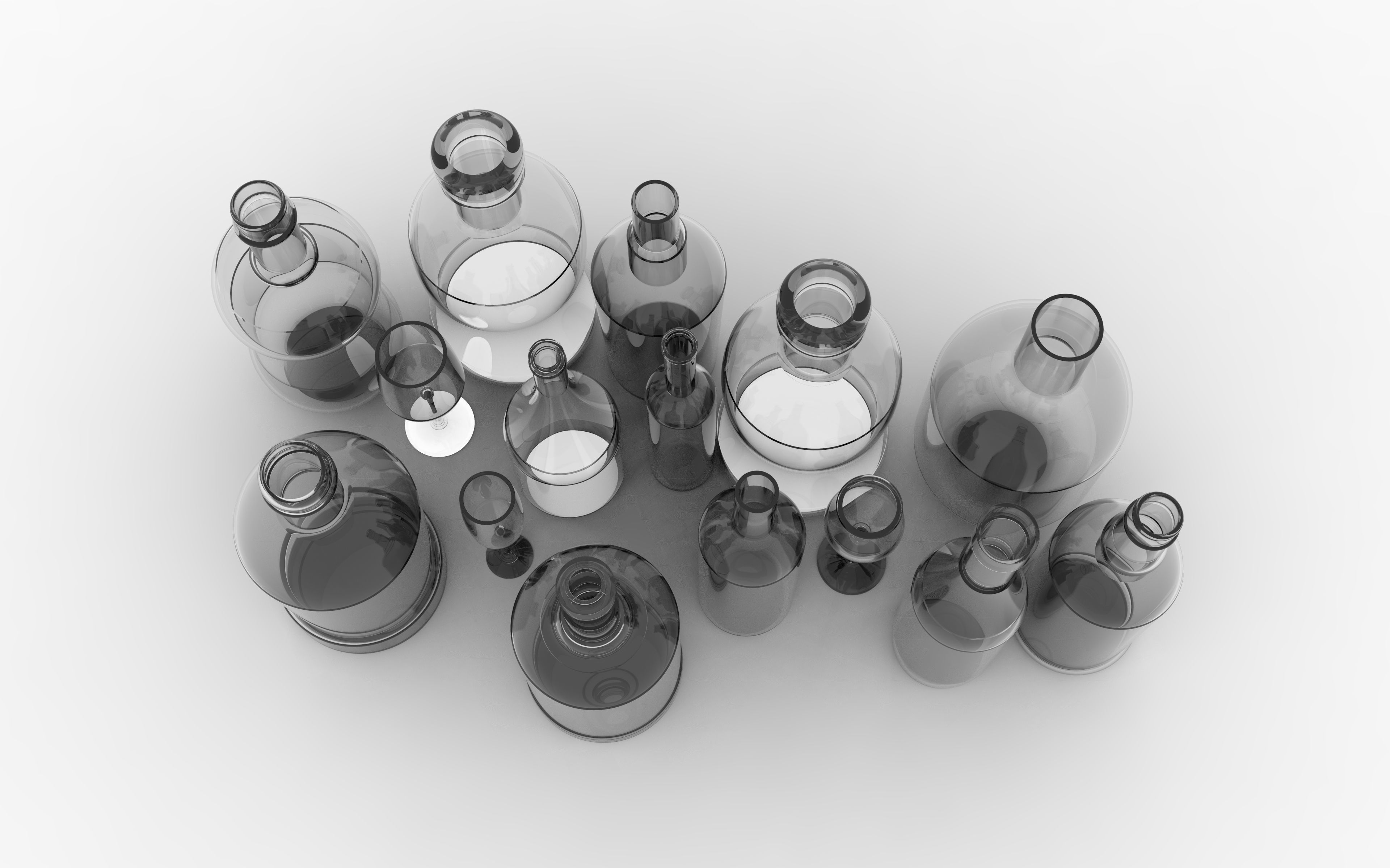 3D model DIFFERENT TYPES OF GLASS BOTTLES VR / AR / lowpoly CGTrader