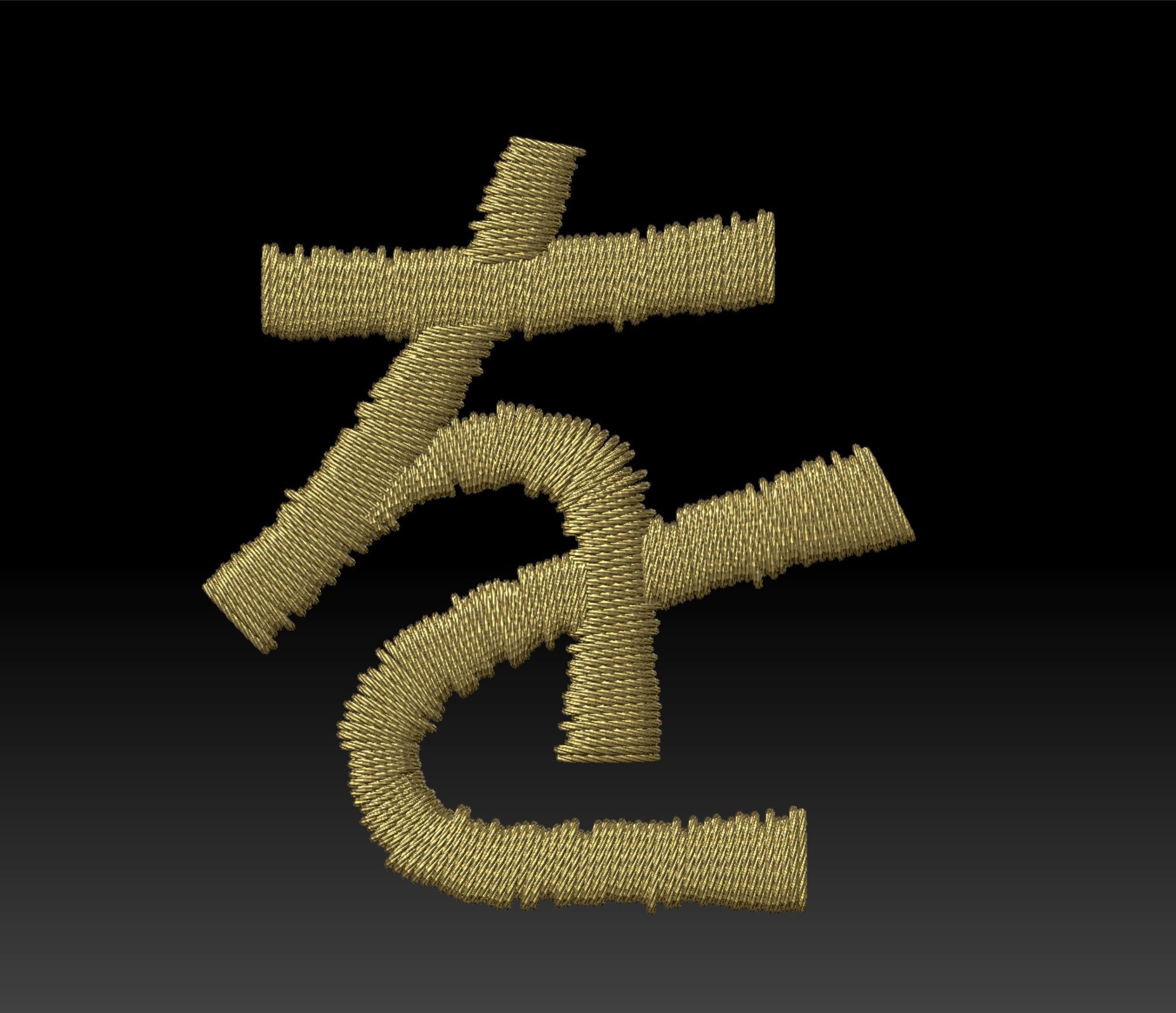 EmbroideryCG Font Japan Hiragana01A Zbrush IMM Brush 3D model CGTrader