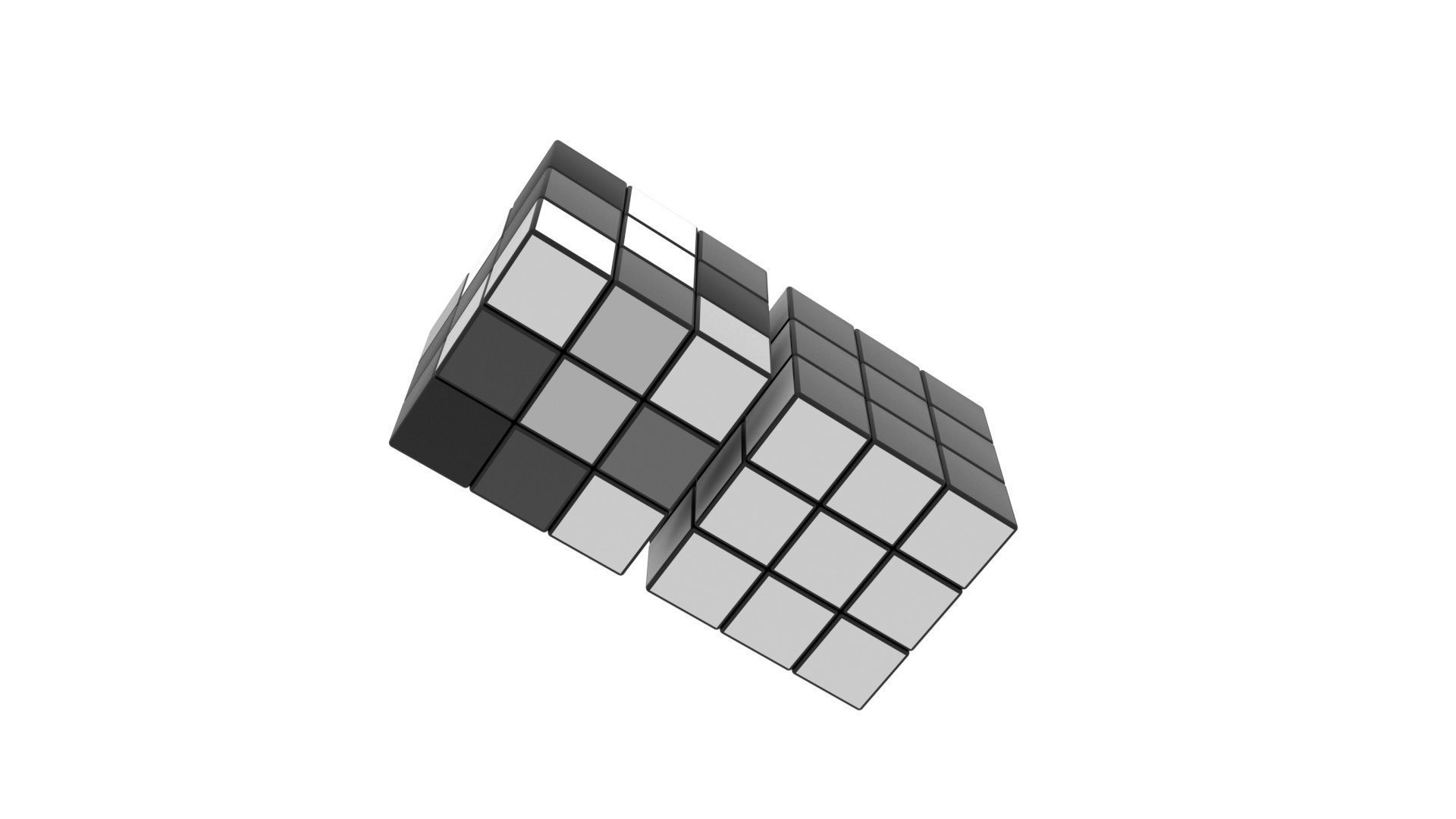 Rubiks Cube With Black and White Colors Set 3D model | CGTrader