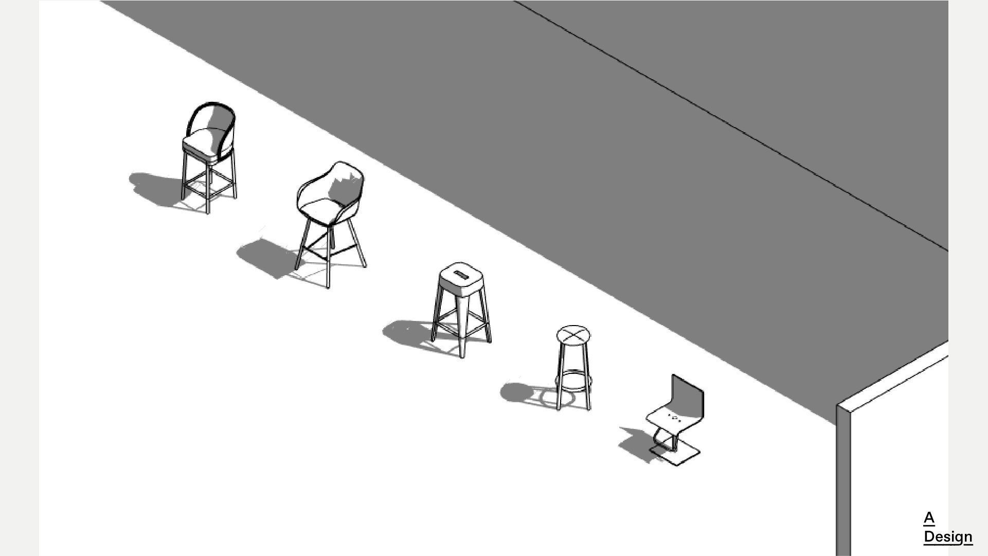 Bar stools Pack of revit families 3D model CGTrader