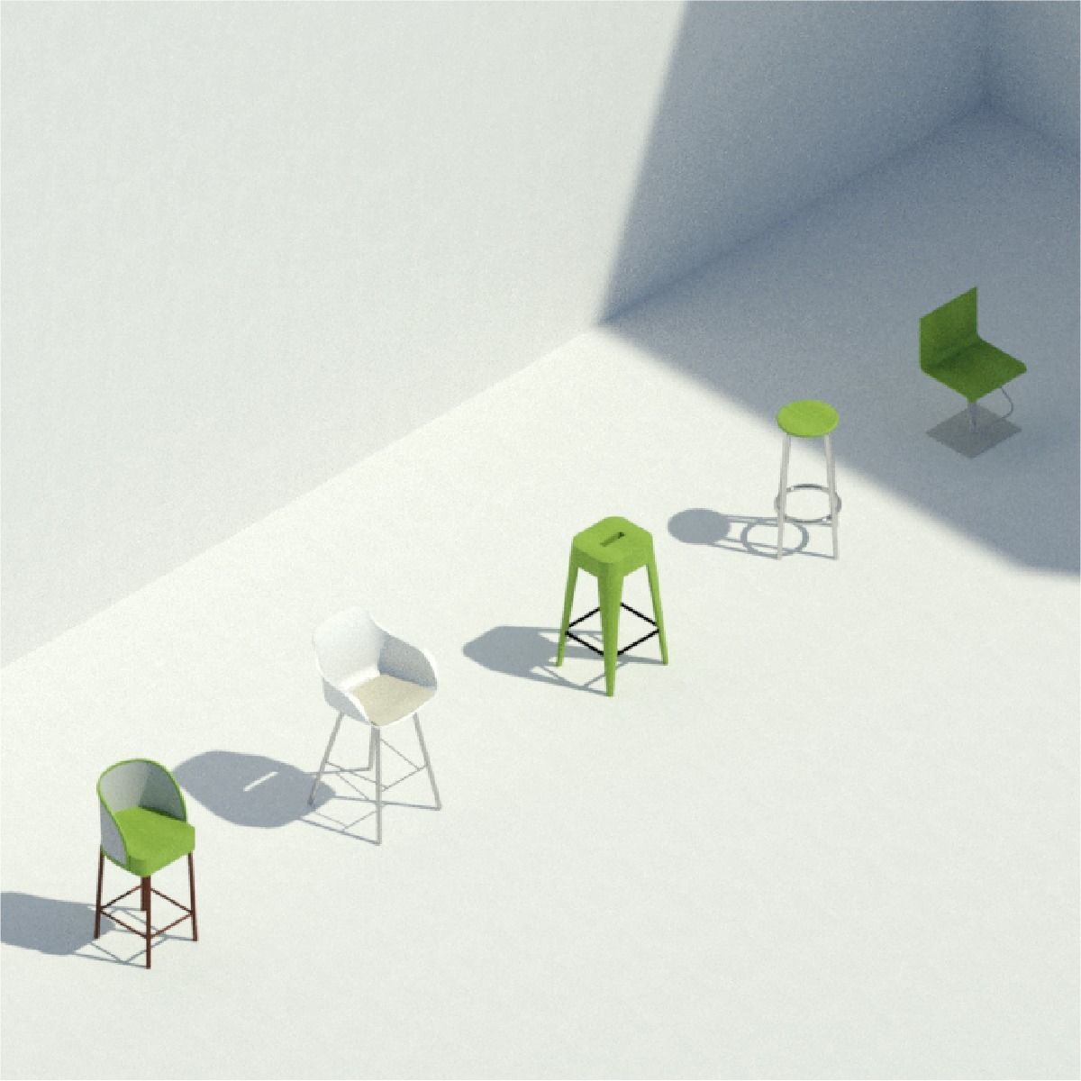 Bar stools Pack of revit families 3D model CGTrader