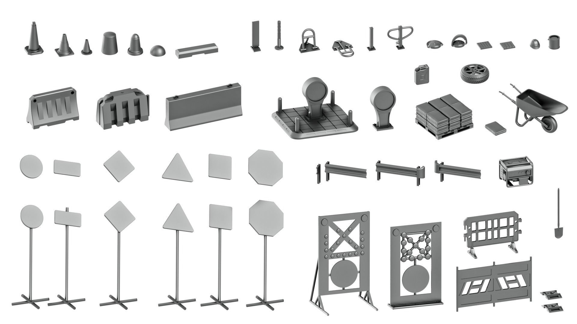 Traffic Road Work Diorama Pack 3D model 3D printable | CGTrader