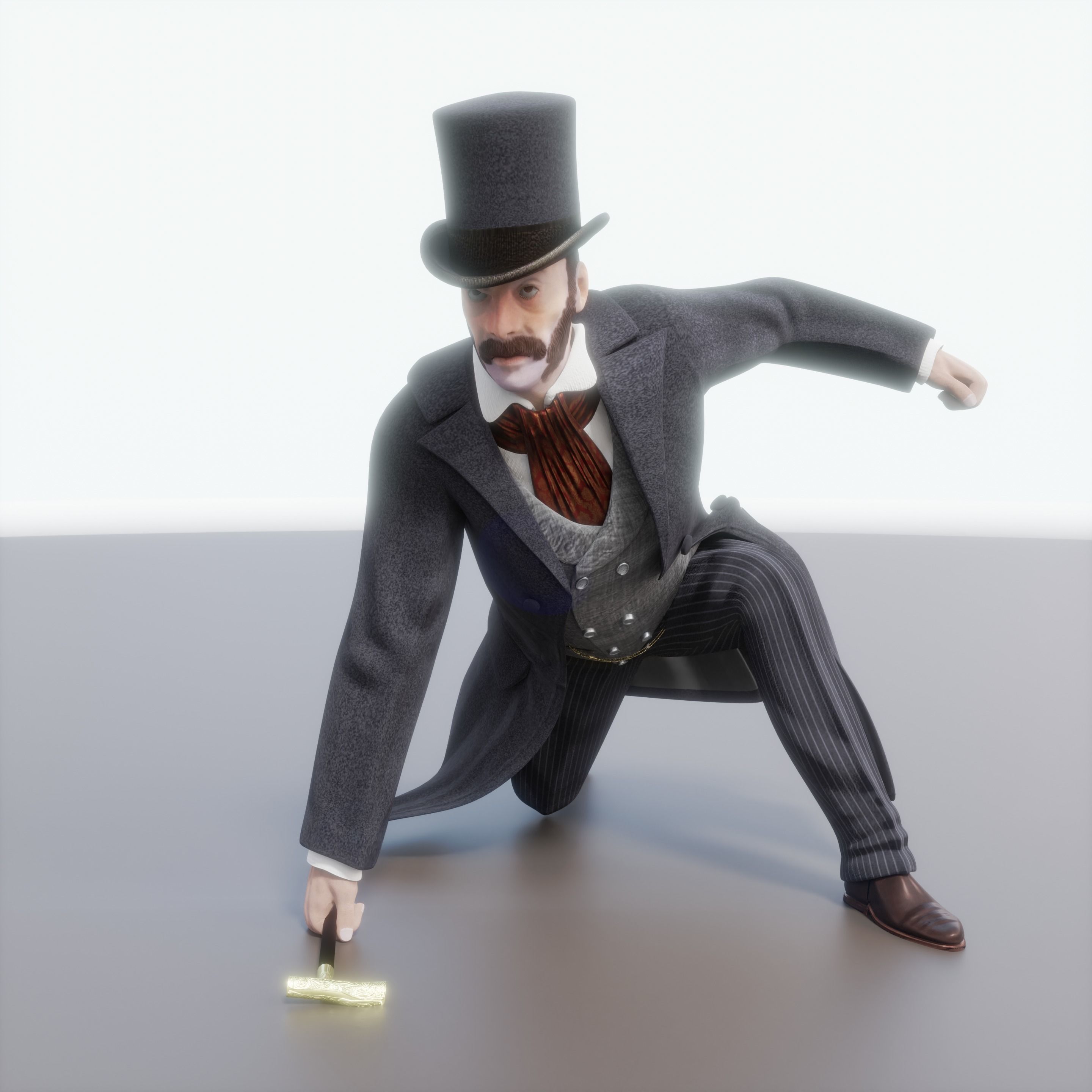 3D model BLENDER Victorian Gent Rigged one model 2 versions VR