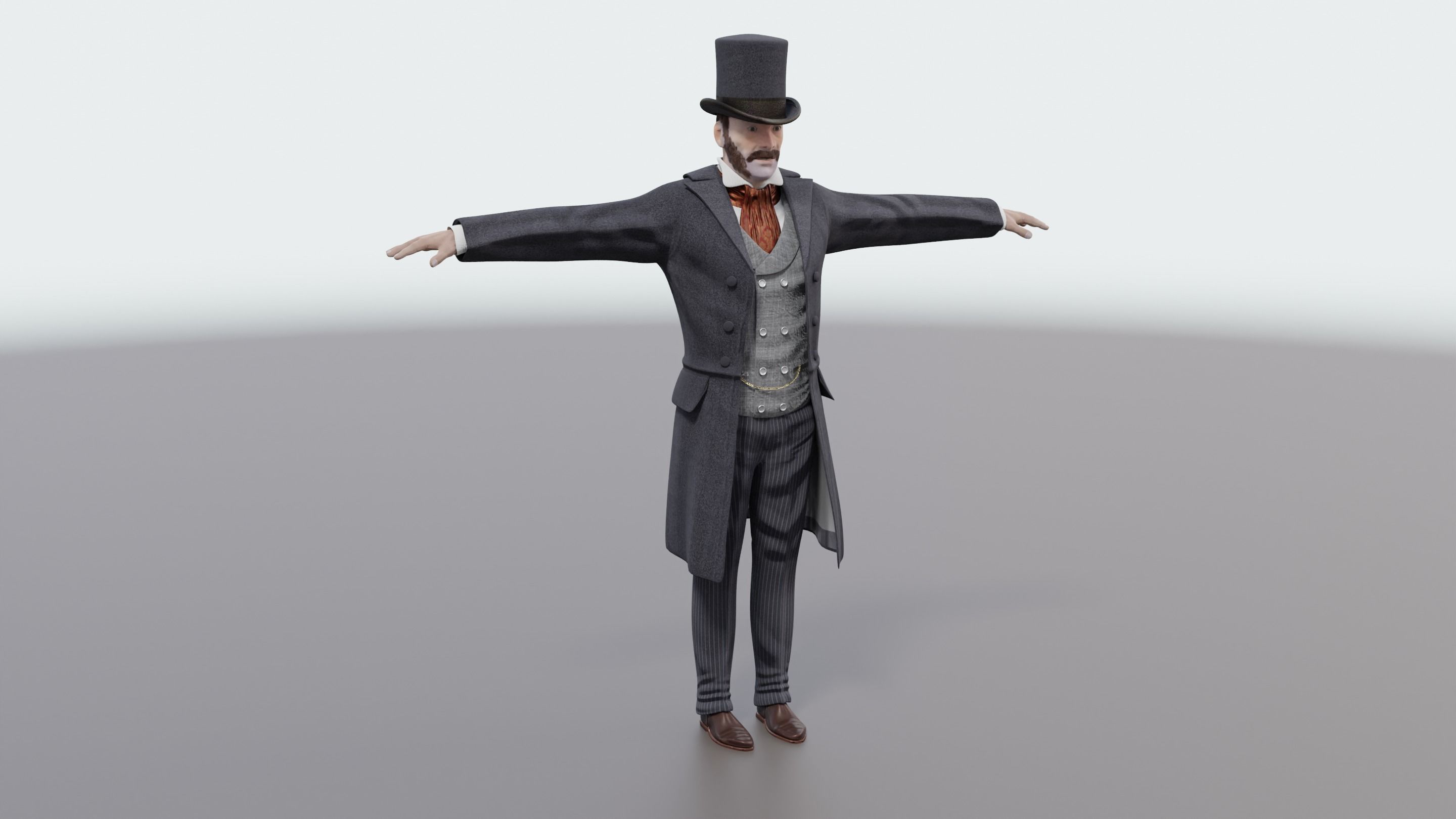 3D model BLENDER Victorian Gent Rigged one model 2 versions VR