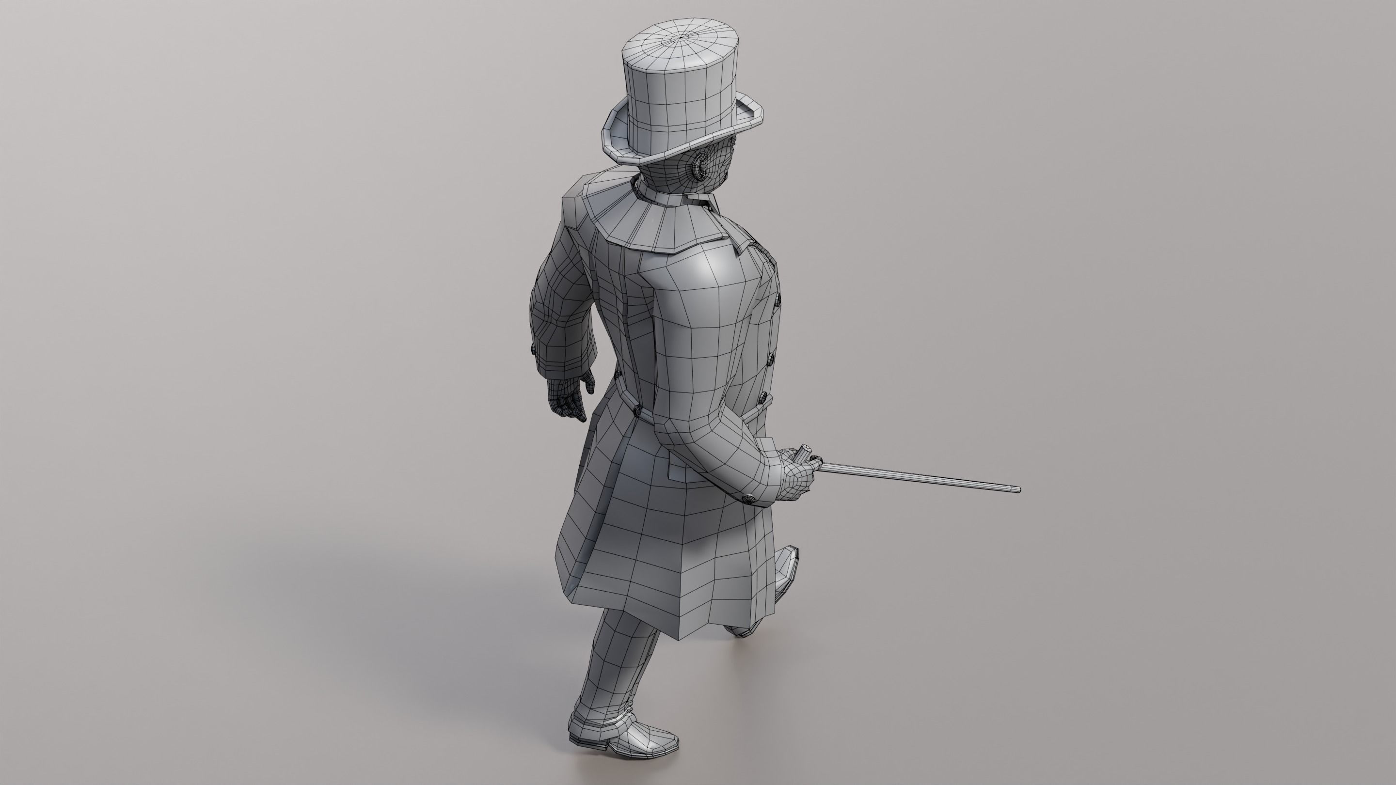 3D model BLENDER Victorian Gent Rigged one model 2 versions VR