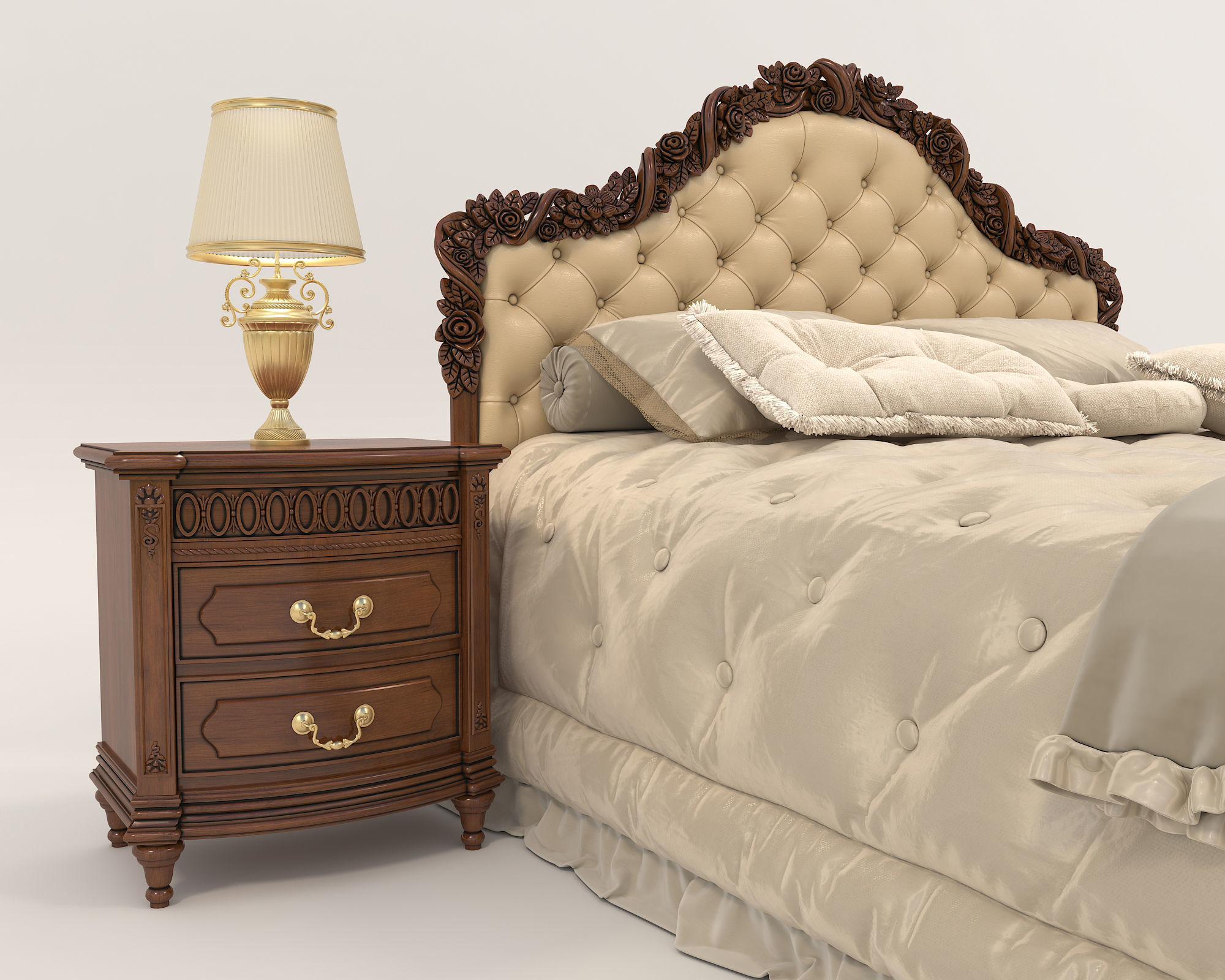European Style Bed Set 17 3D model CGTrader