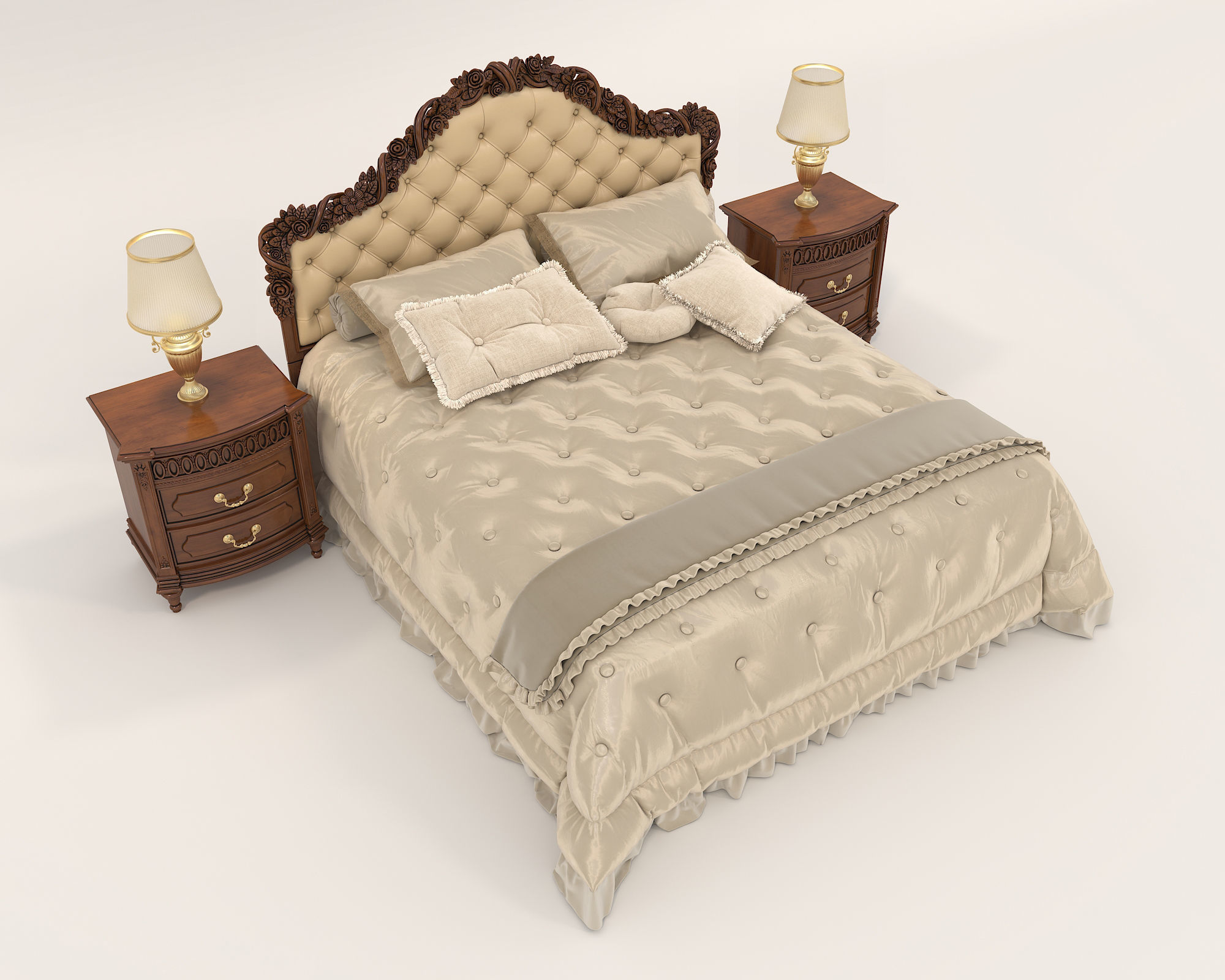 European Style Bed Set 17 3D model CGTrader
