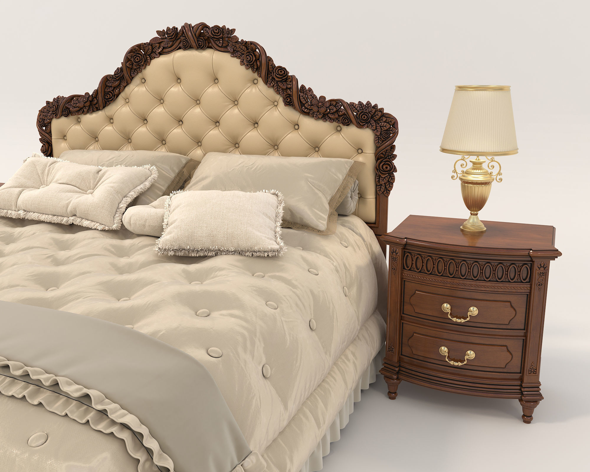 European Style Bed Set 17 3D model CGTrader