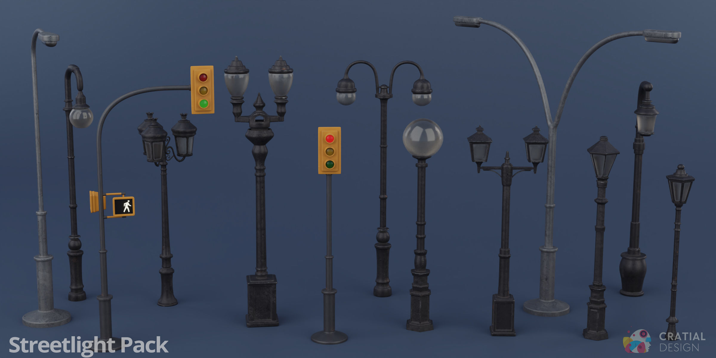 Stylized City Accessories Kit 3D model CGTrader